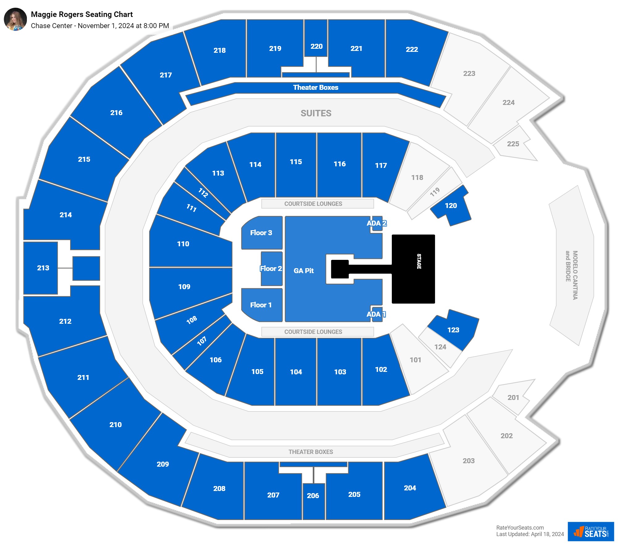 Chase Center Concert Seating Chart - RateYourSeats.com