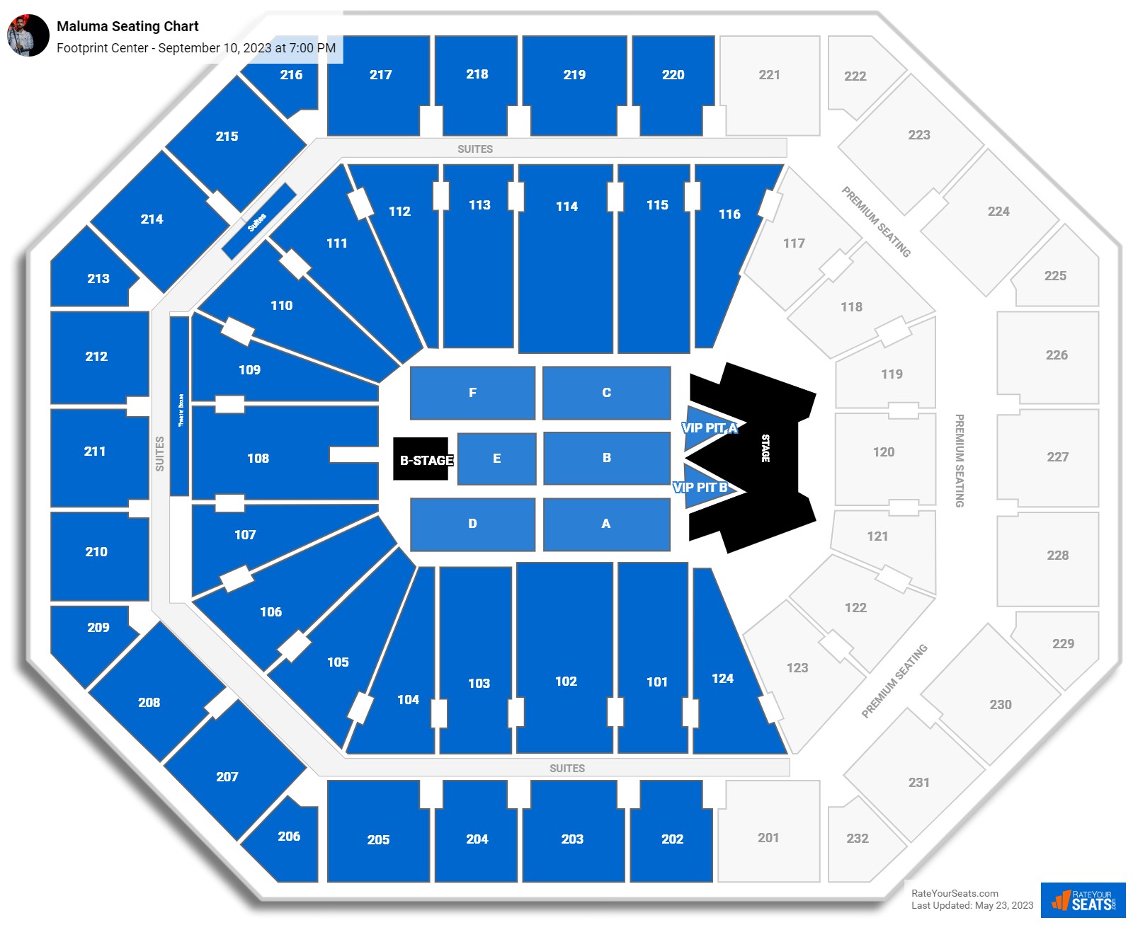 Footprint Center Concert Seating Chart - RateYourSeats.com