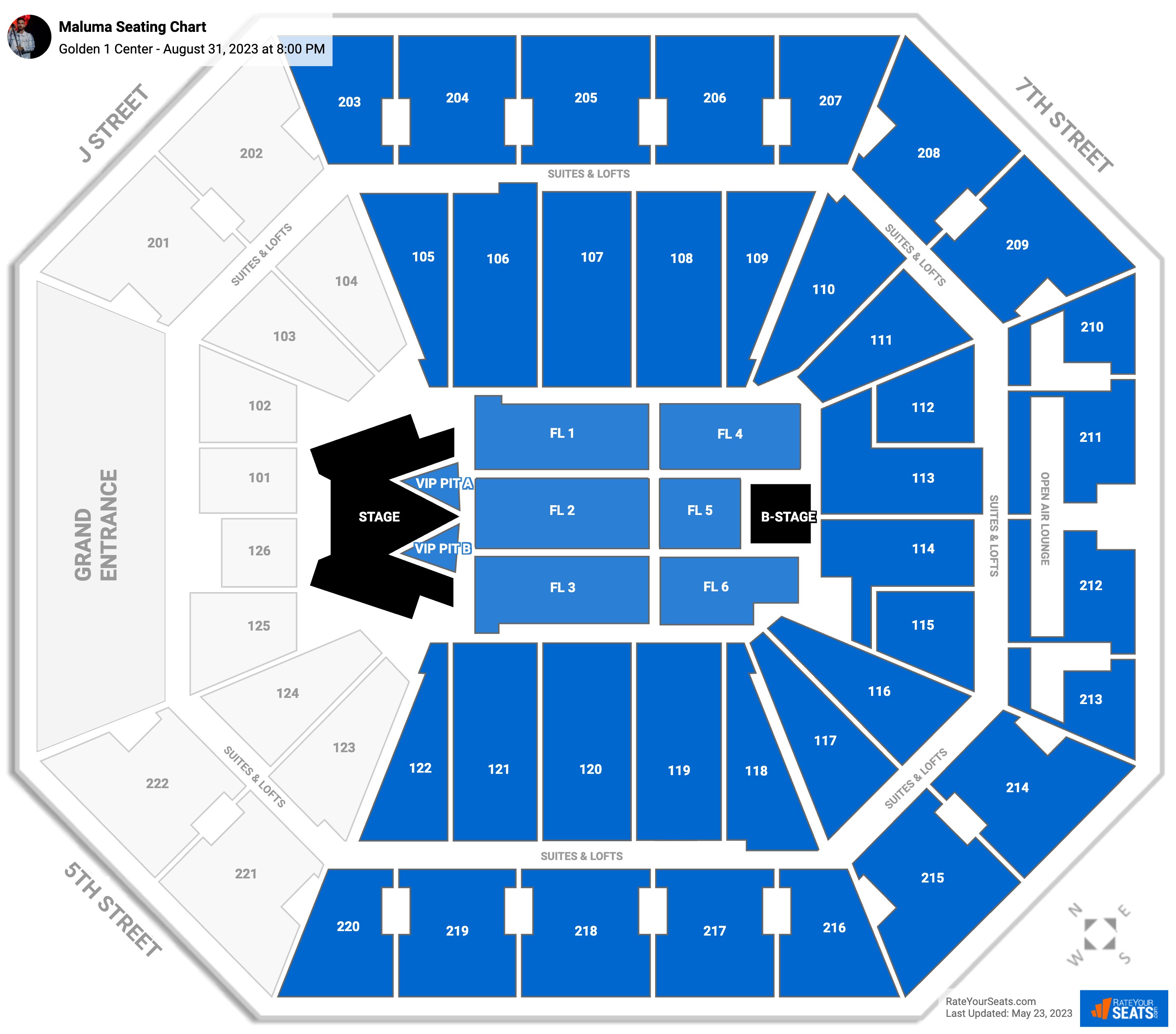 Golden 1 Center Concert Seating Chart - RateYourSeats.com