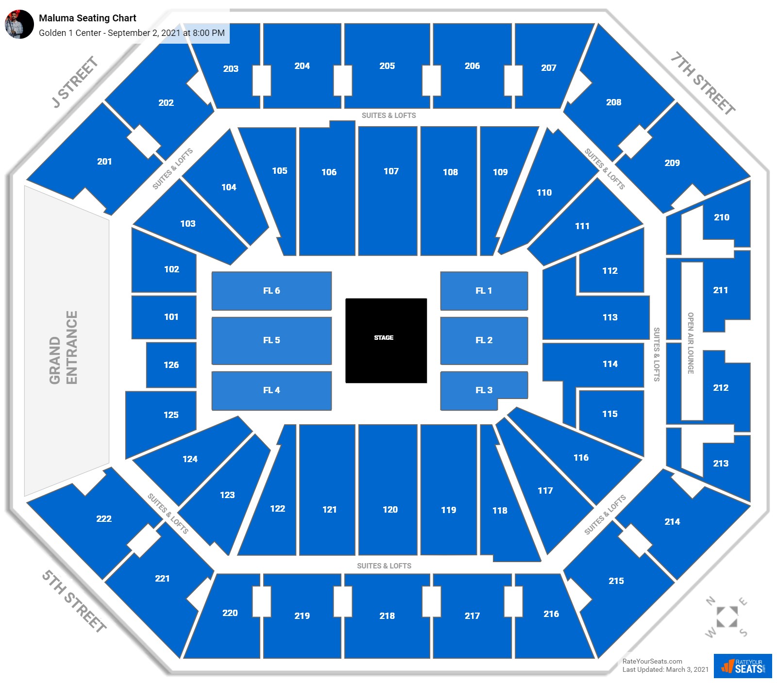 Golden 1 Center Seating Charts for Concerts