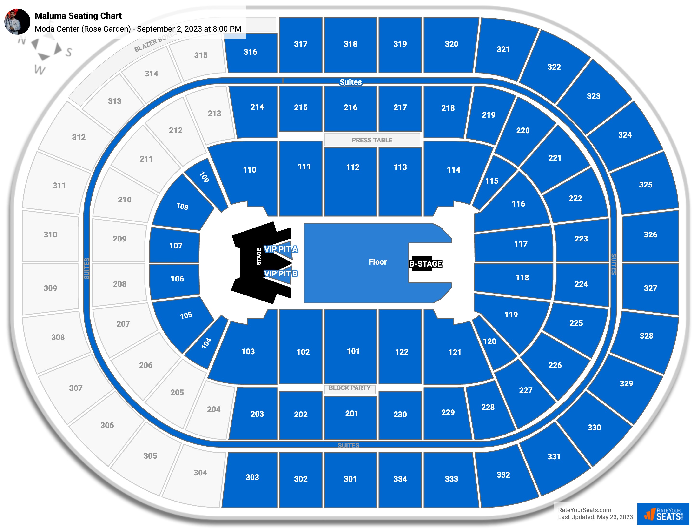 Moda Center Concert Seating Chart - Rateyourseats.com