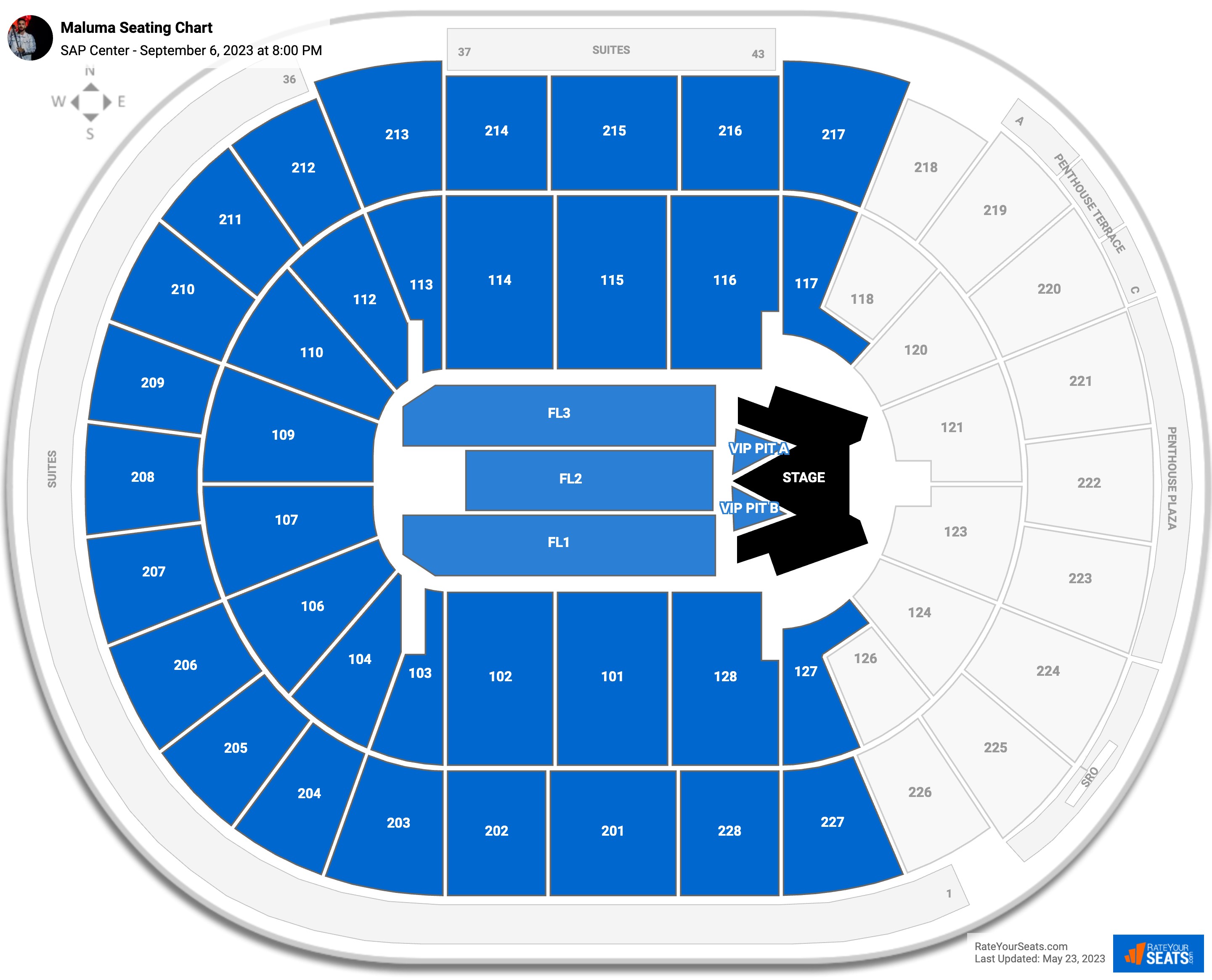 SAP Center Concert Seating Chart - RateYourSeats.com