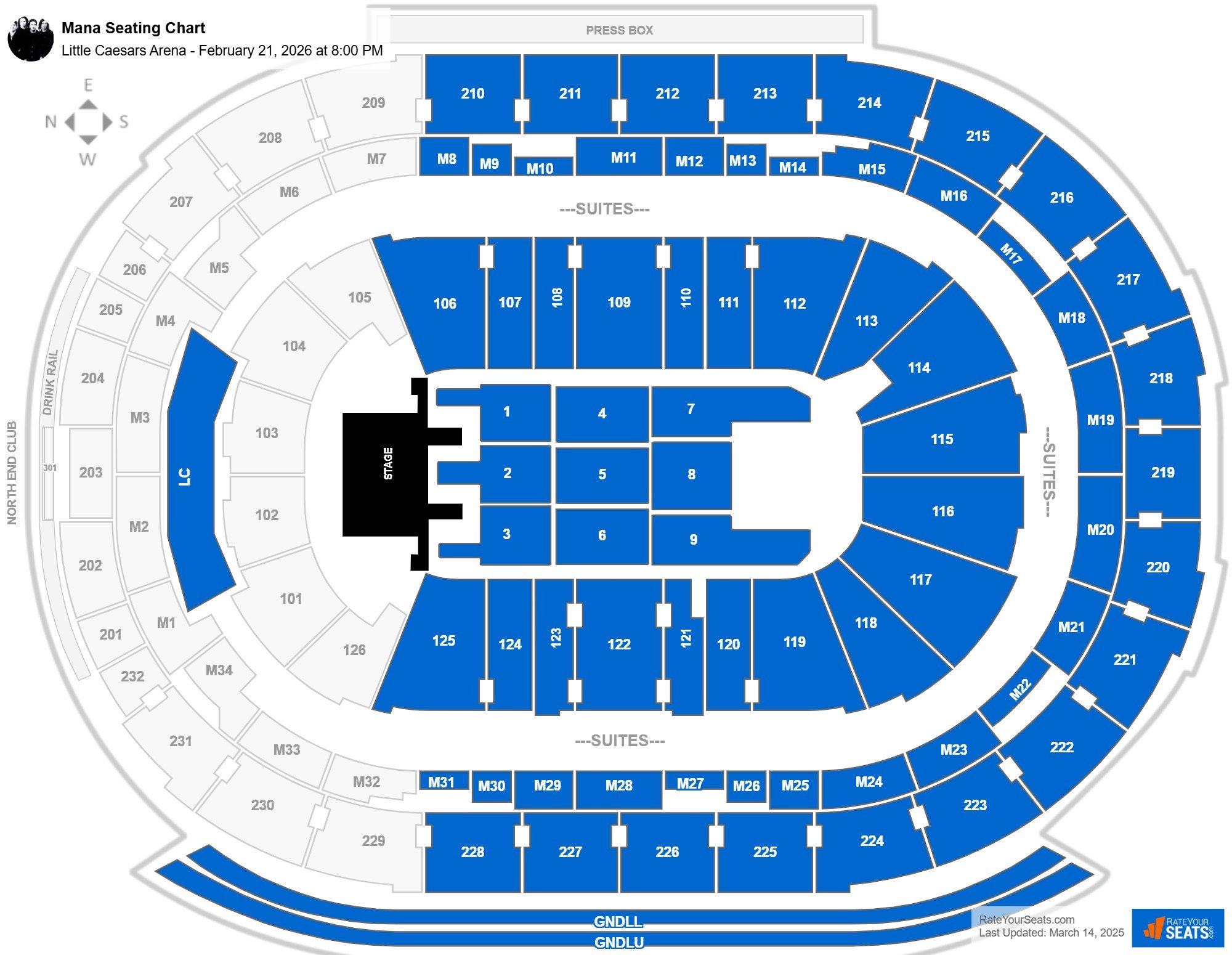 Mana seating chart Little Caesars Arena