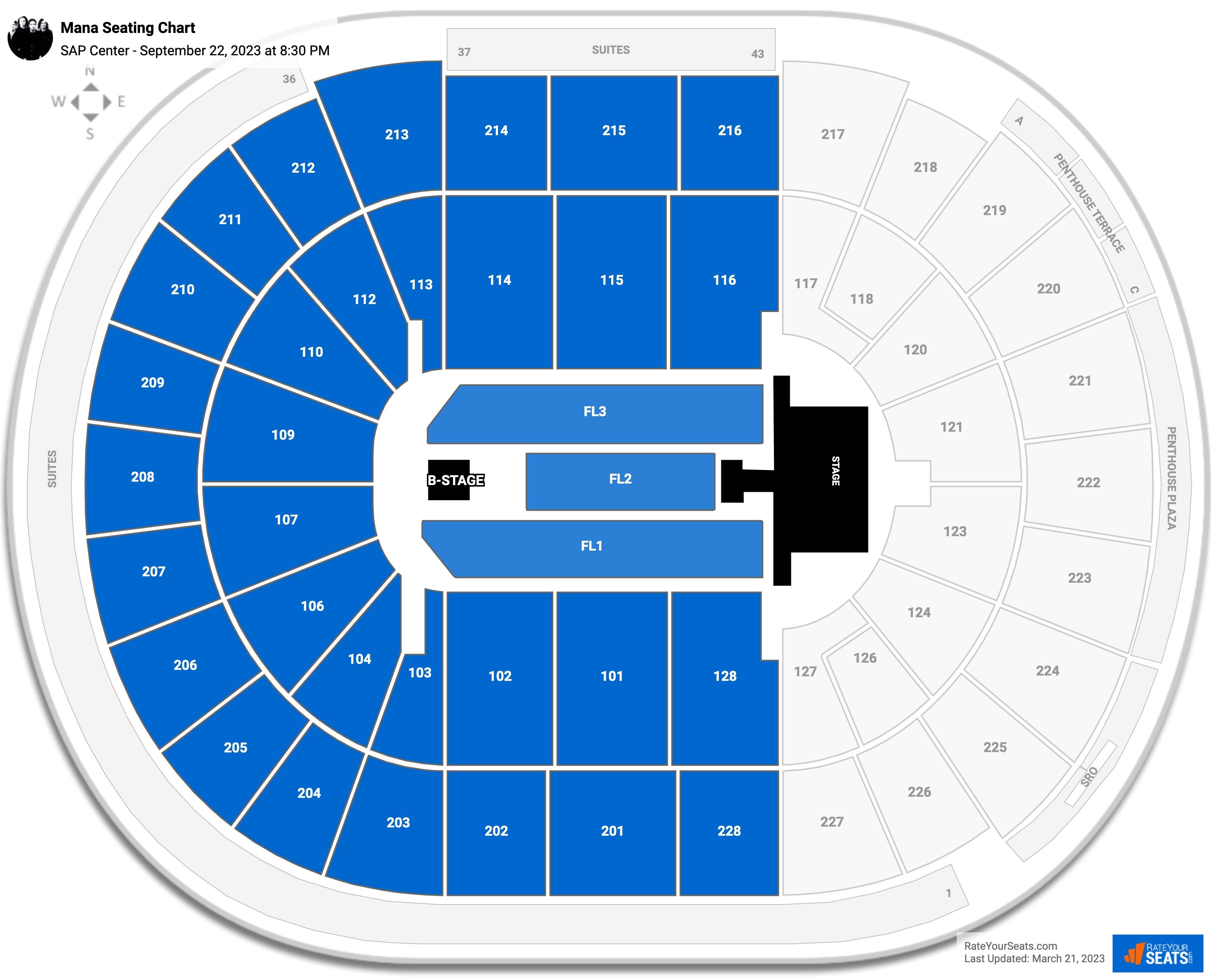 SAP Center Concert Seating Chart