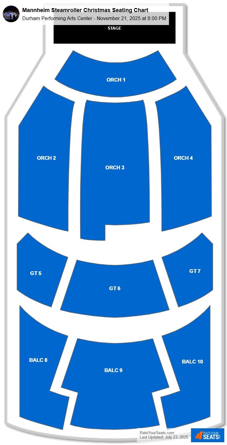 Mannheim Steamroller Christmas seating chart Durham Performing Arts Center