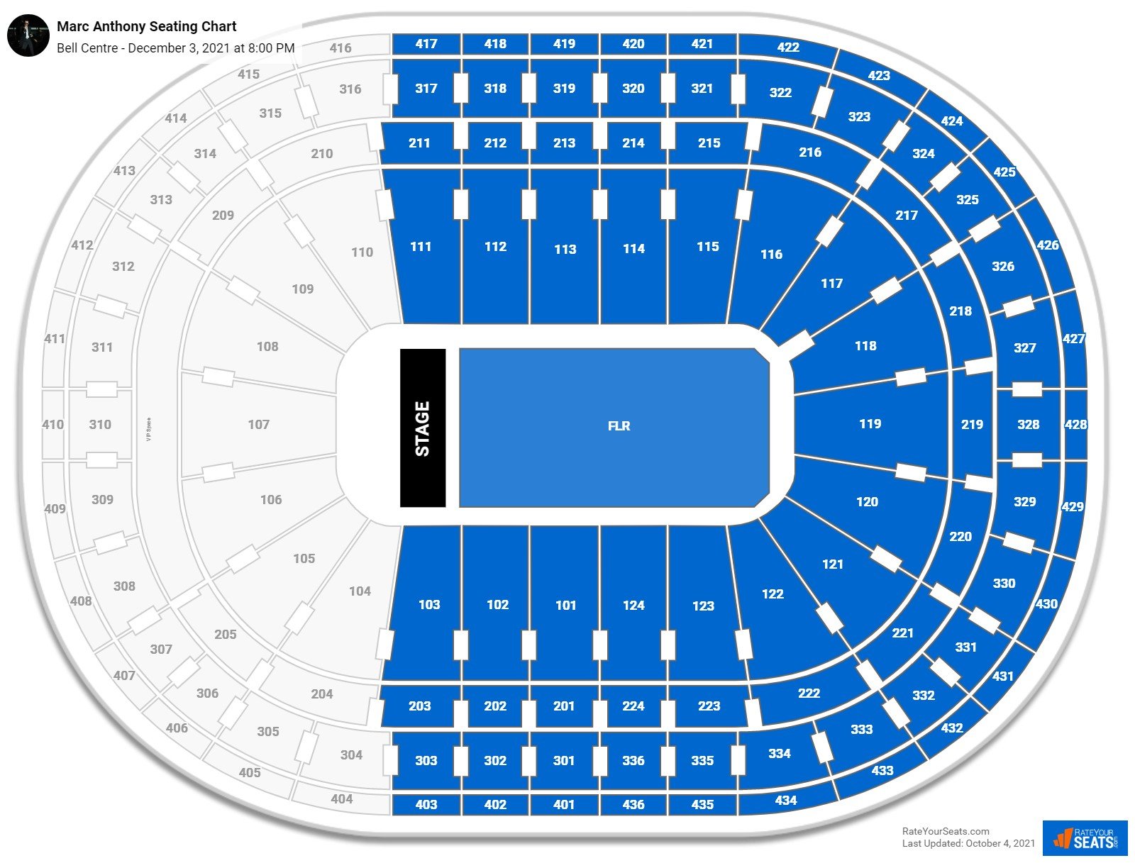 Bell Centre Seating Charts for Concerts