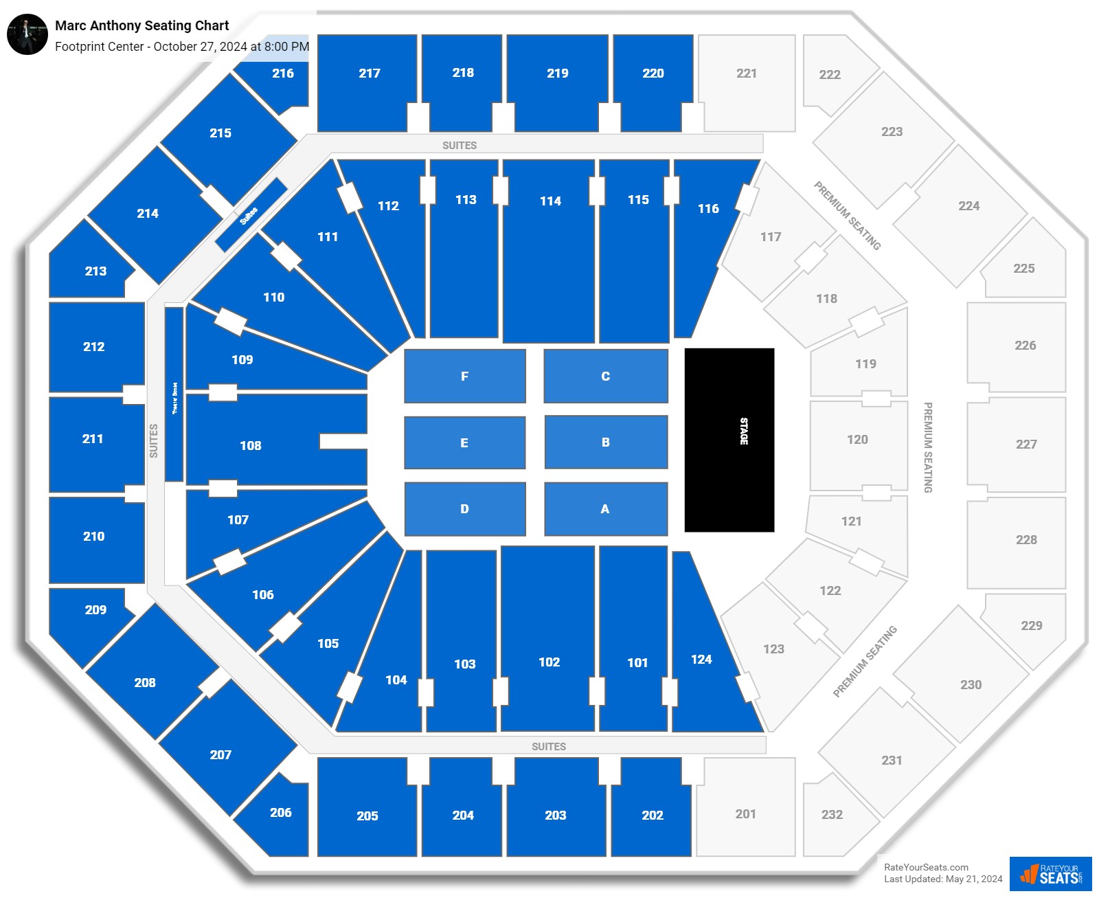 Footprint Center Concert Seating Chart - RateYourSeats.com