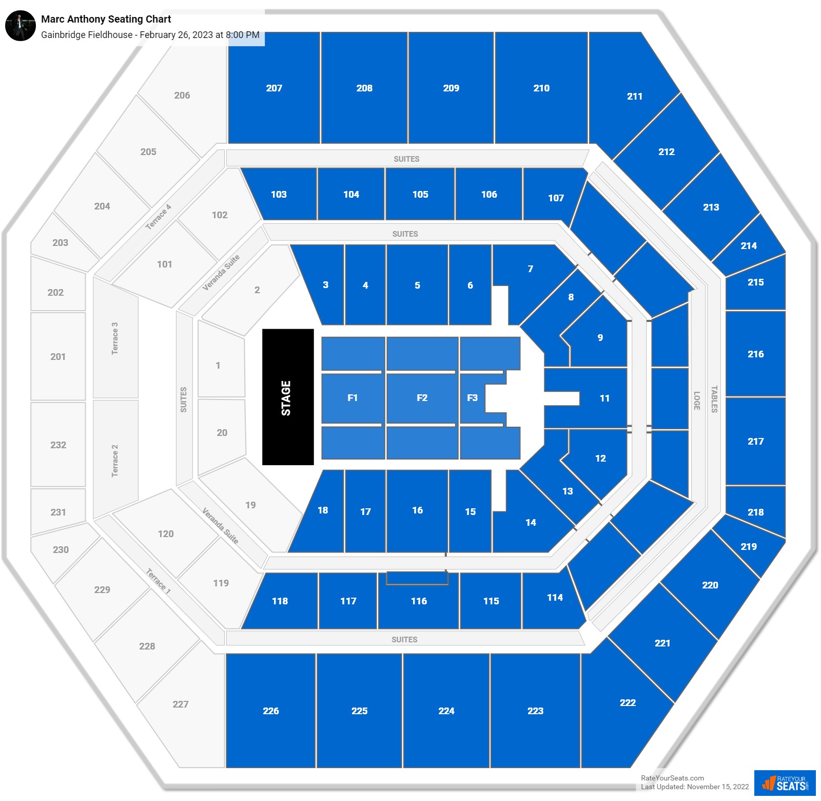 Gainbridge Fieldhouse Concert Seating Chart - RateYourSeats.com