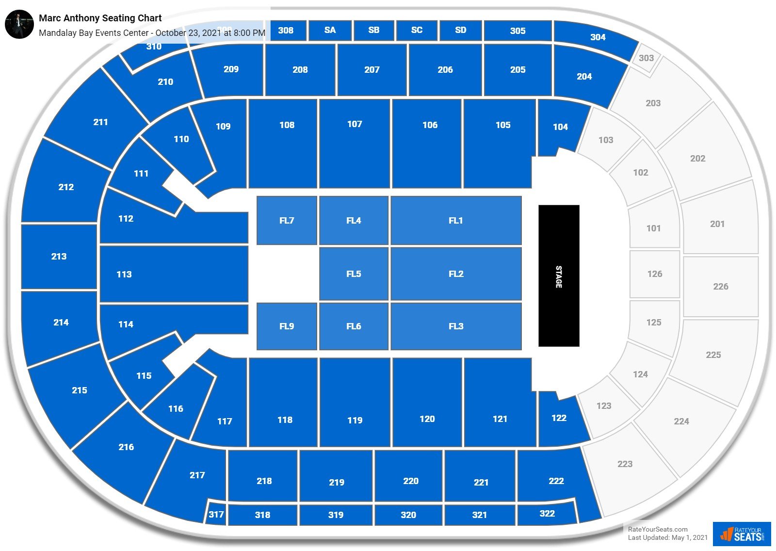 Mandalay Bay Events Center Seating Charts for Concerts