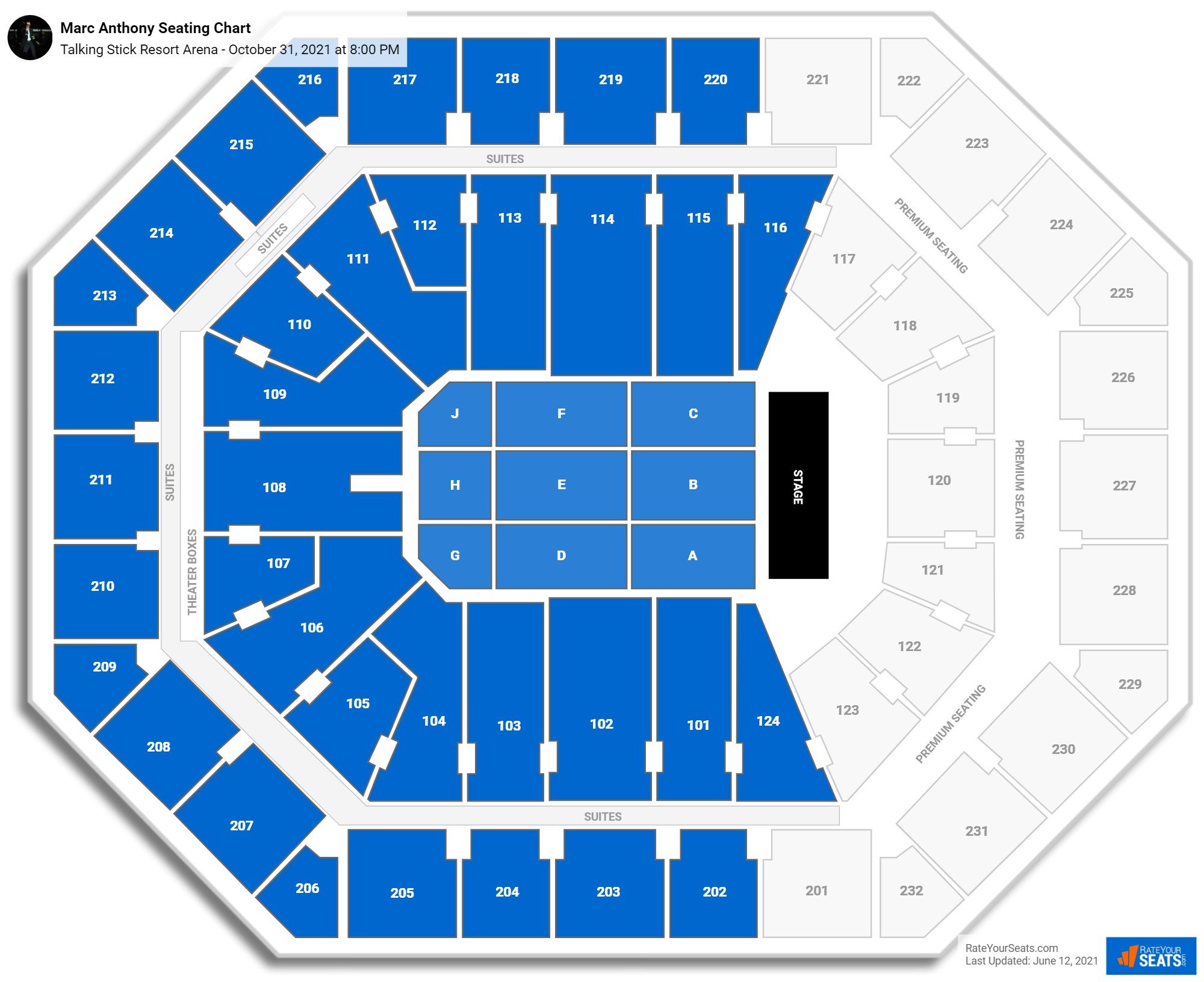 Talking Stick Resort Arena Seating Charts for Concerts