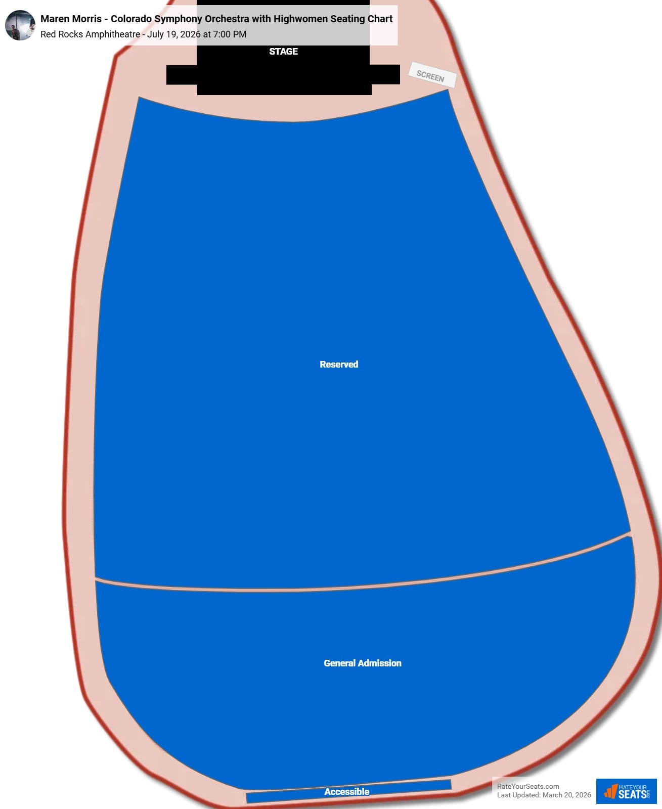 Maren Morris - Colorado Symphony Orchestra with Highwomen seating chart Red Rocks Amphitheatre