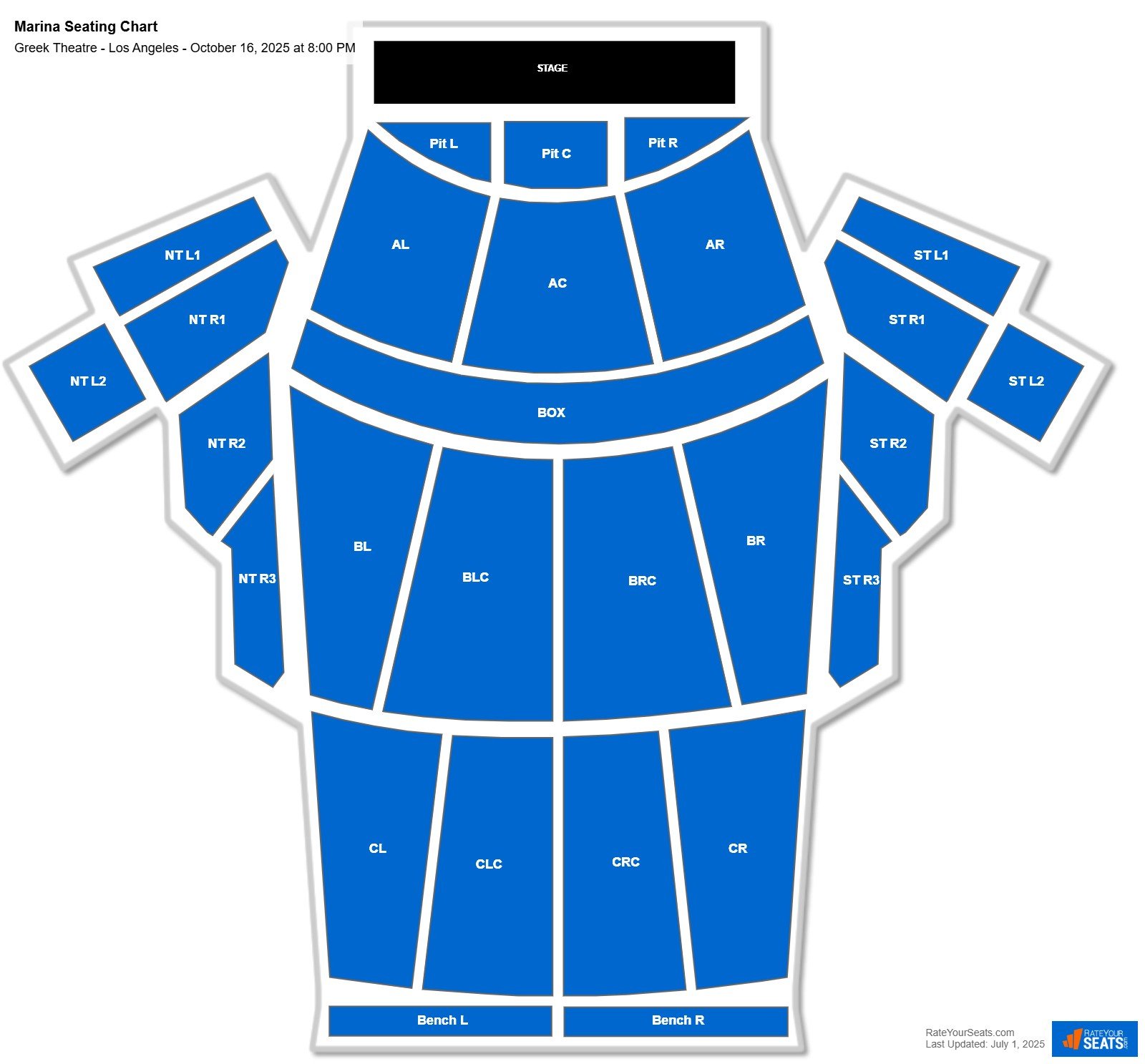 Marina seating chart Greek Theatre - Los Angeles
