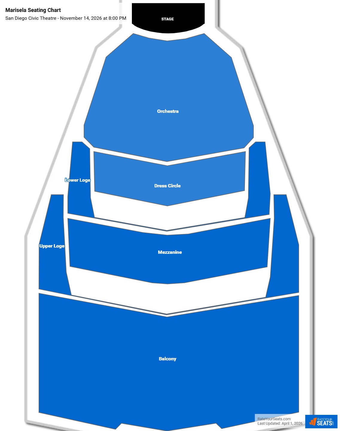 Marisela seating chart San Diego Civic Theatre