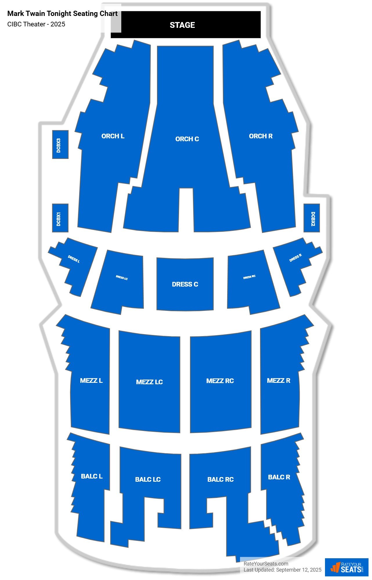 Mark Twain Tonight seating chart CIBC Theater