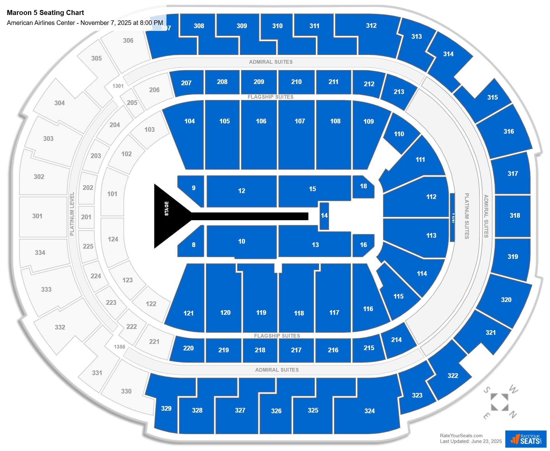 Maroon 5 seating chart American Airlines Center