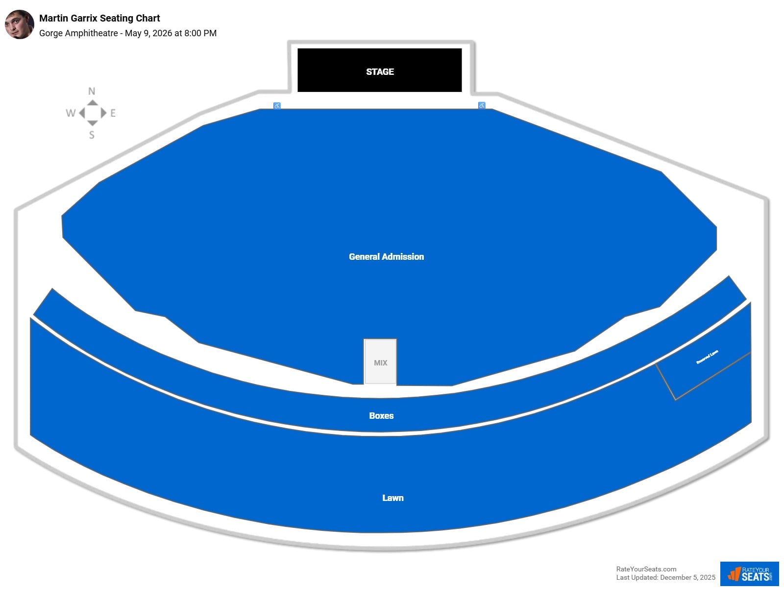 Martin Garrix seating chart Gorge Amphitheatre