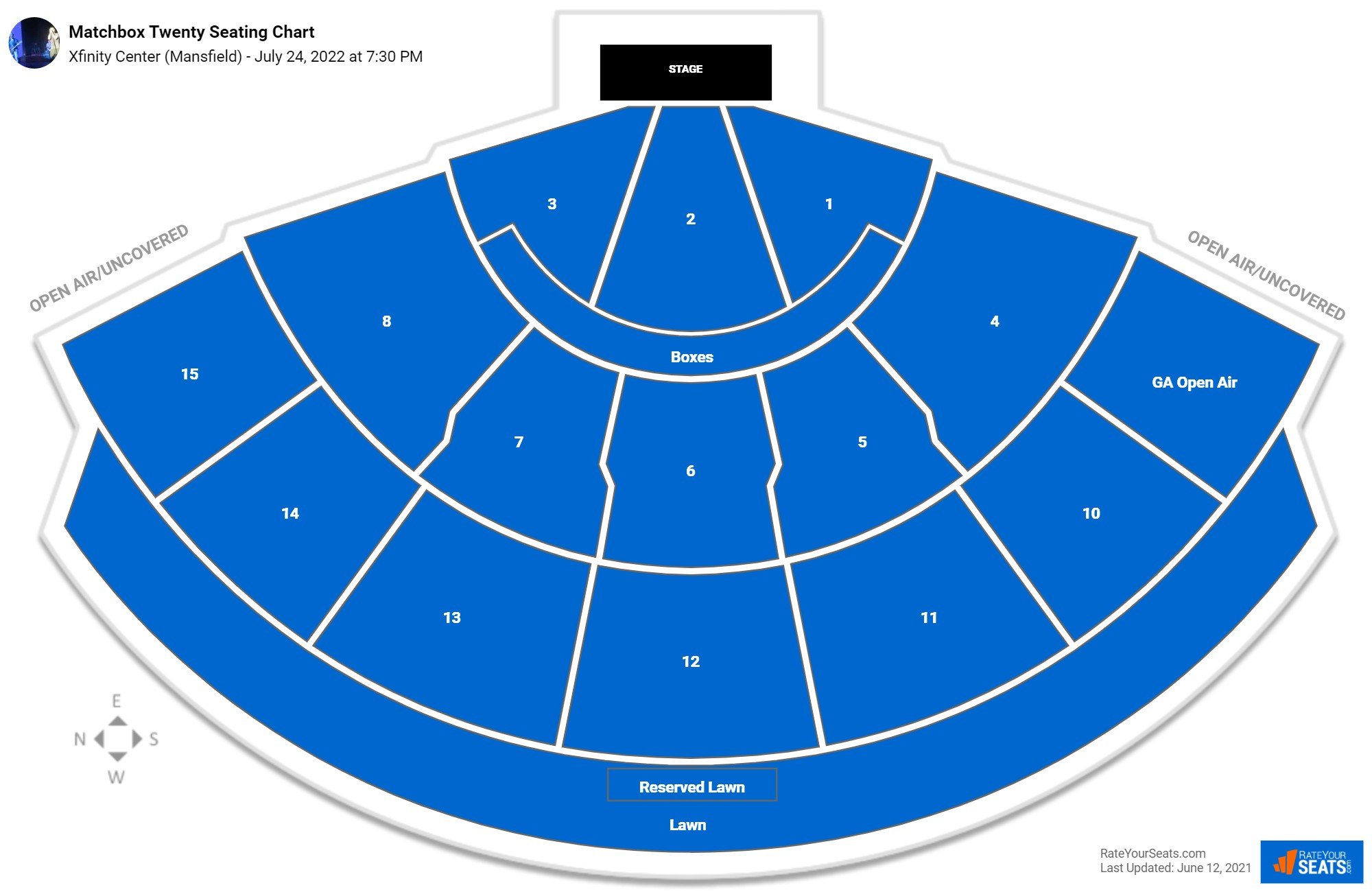 Matchbox Twenty seating chart Xfinity Center (Mansfield)