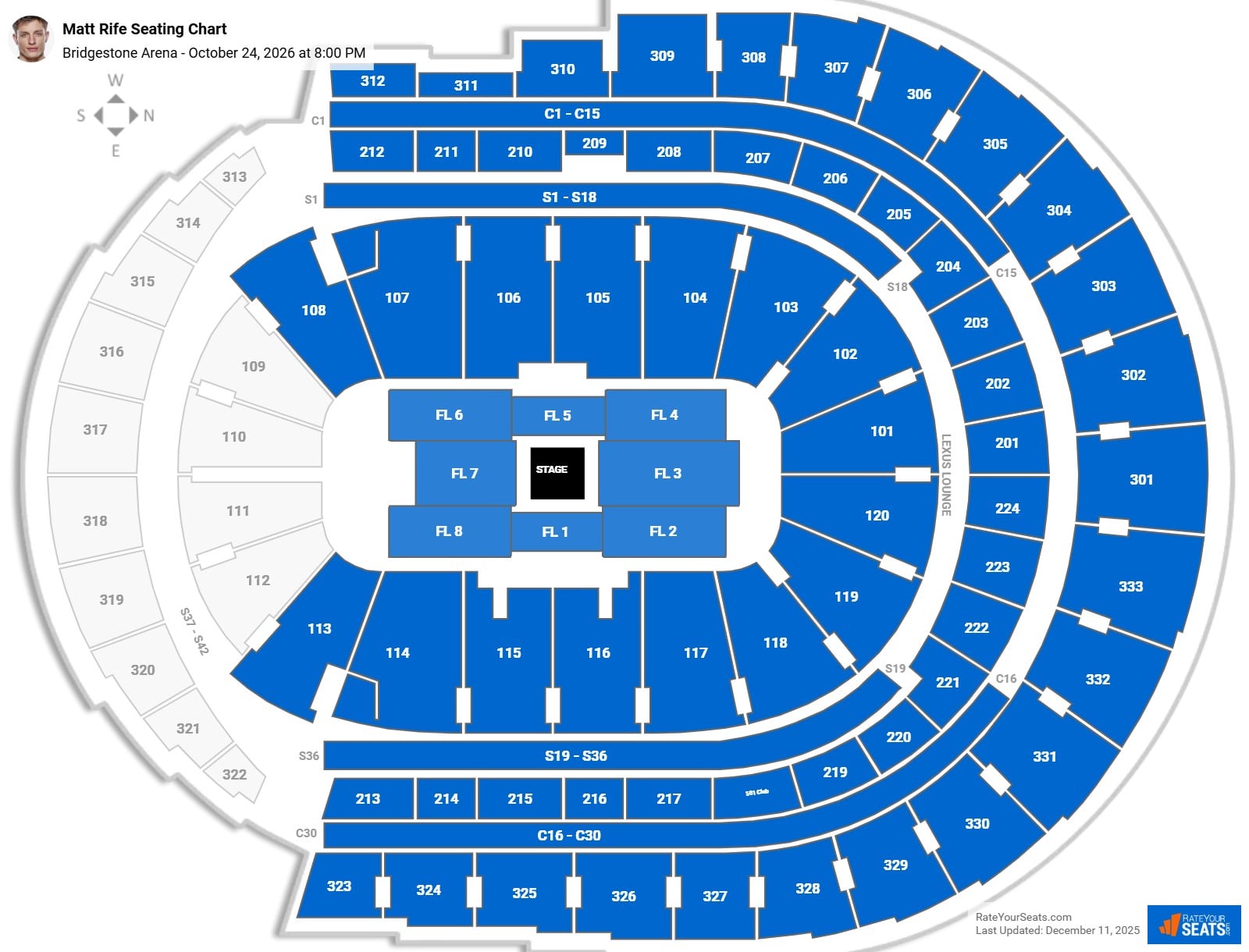 Matt Rife seating chart Bridgestone Arena