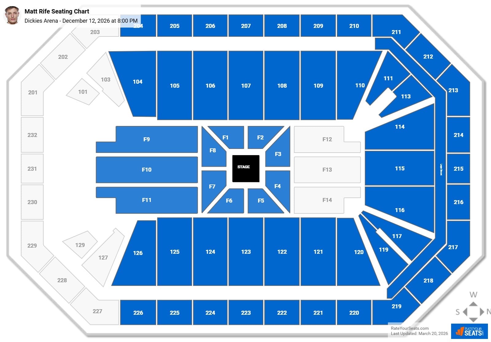 Matt Rife seating chart Dickies Arena