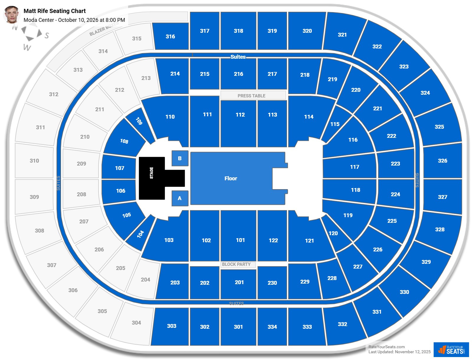 Matt Rife seating chart Moda Center