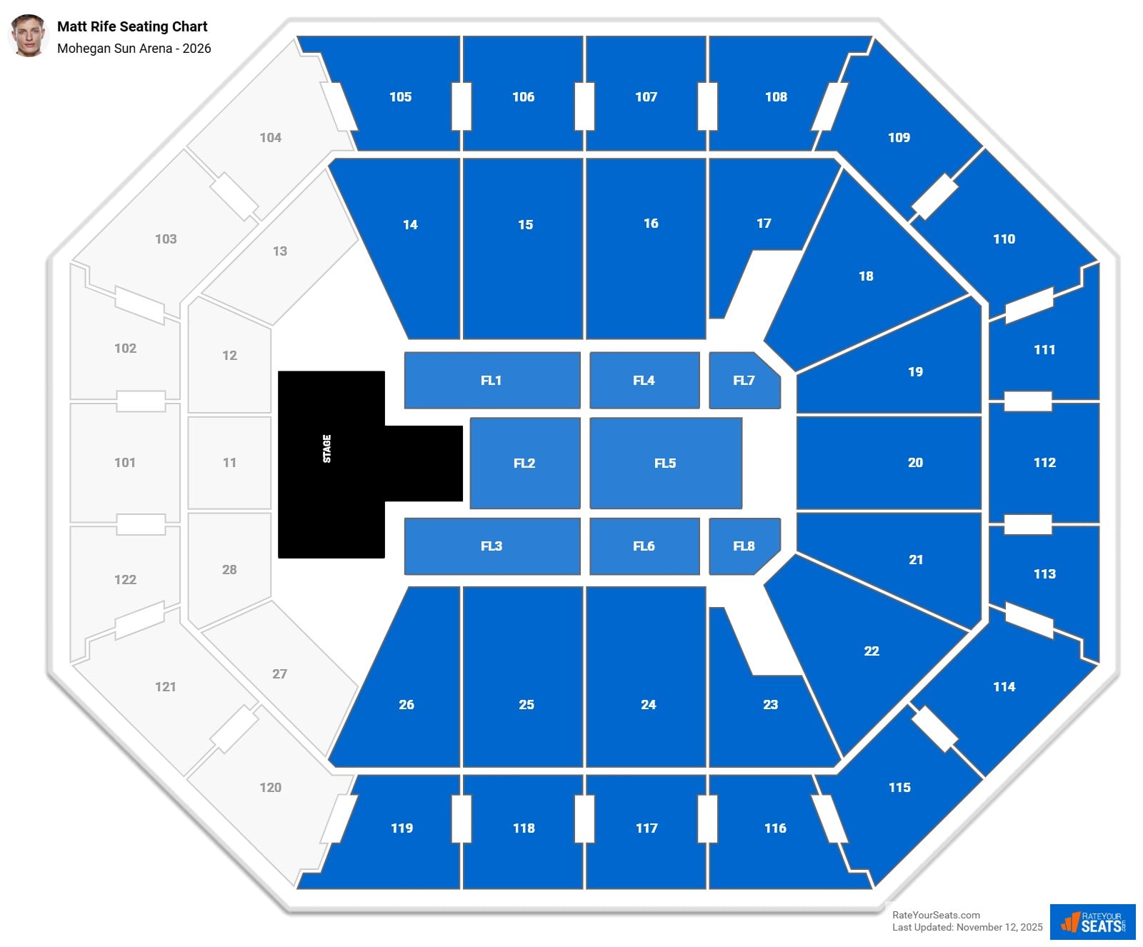 Matt Rife seating chart Mohegan Sun Arena