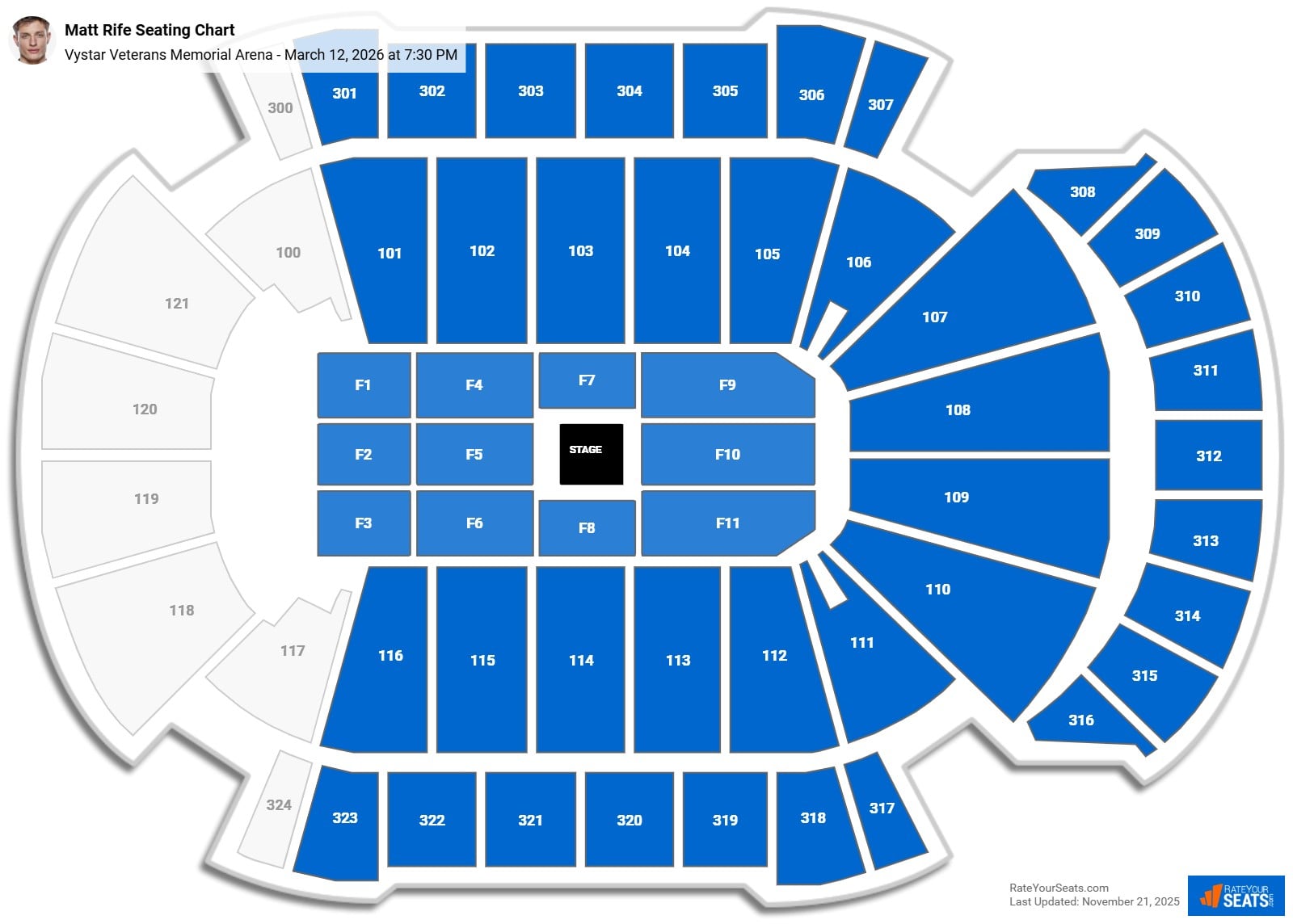 Matt Rife seating chart Vystar Veterans Memorial Arena