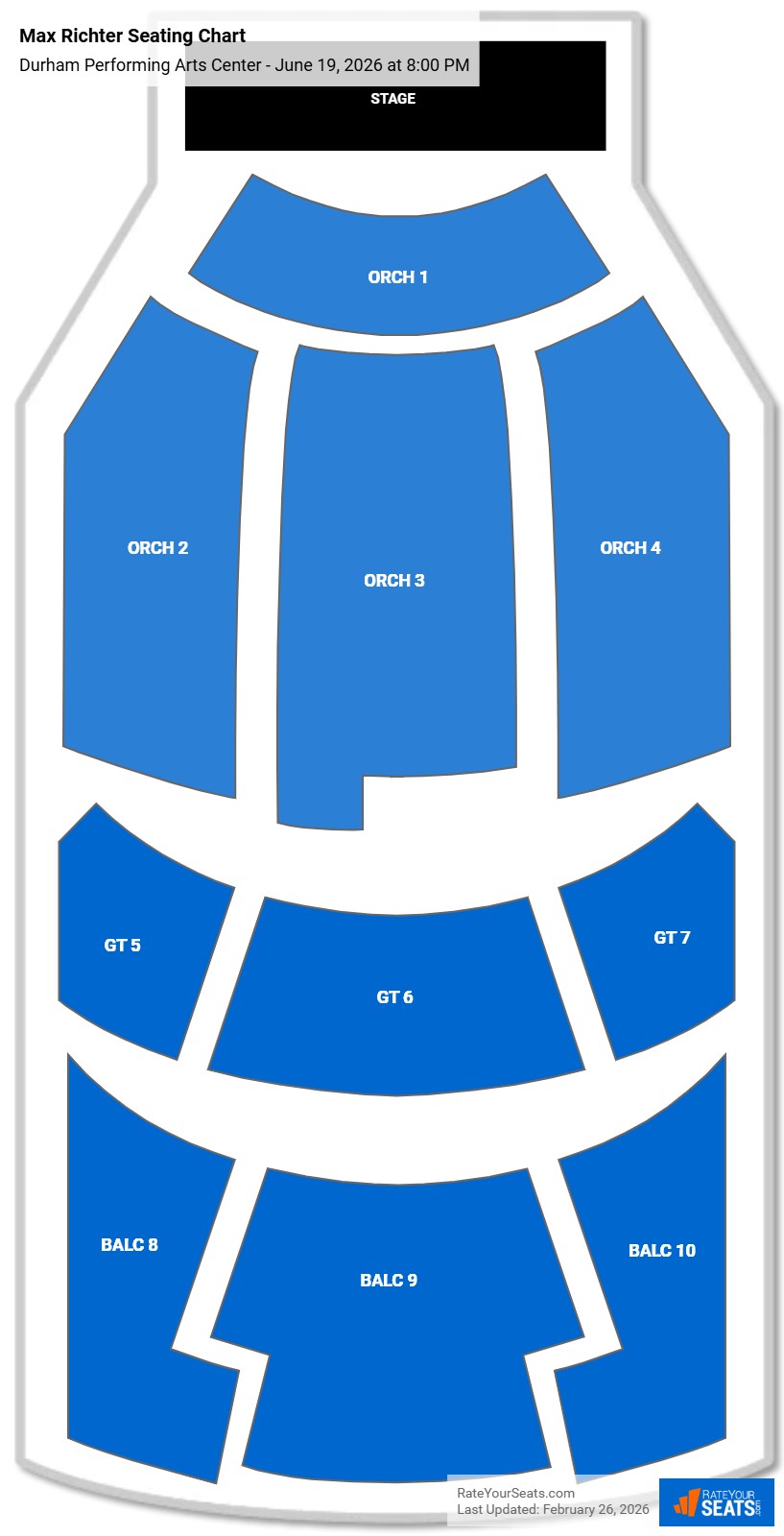 Max Richter seating chart Durham Performing Arts Center