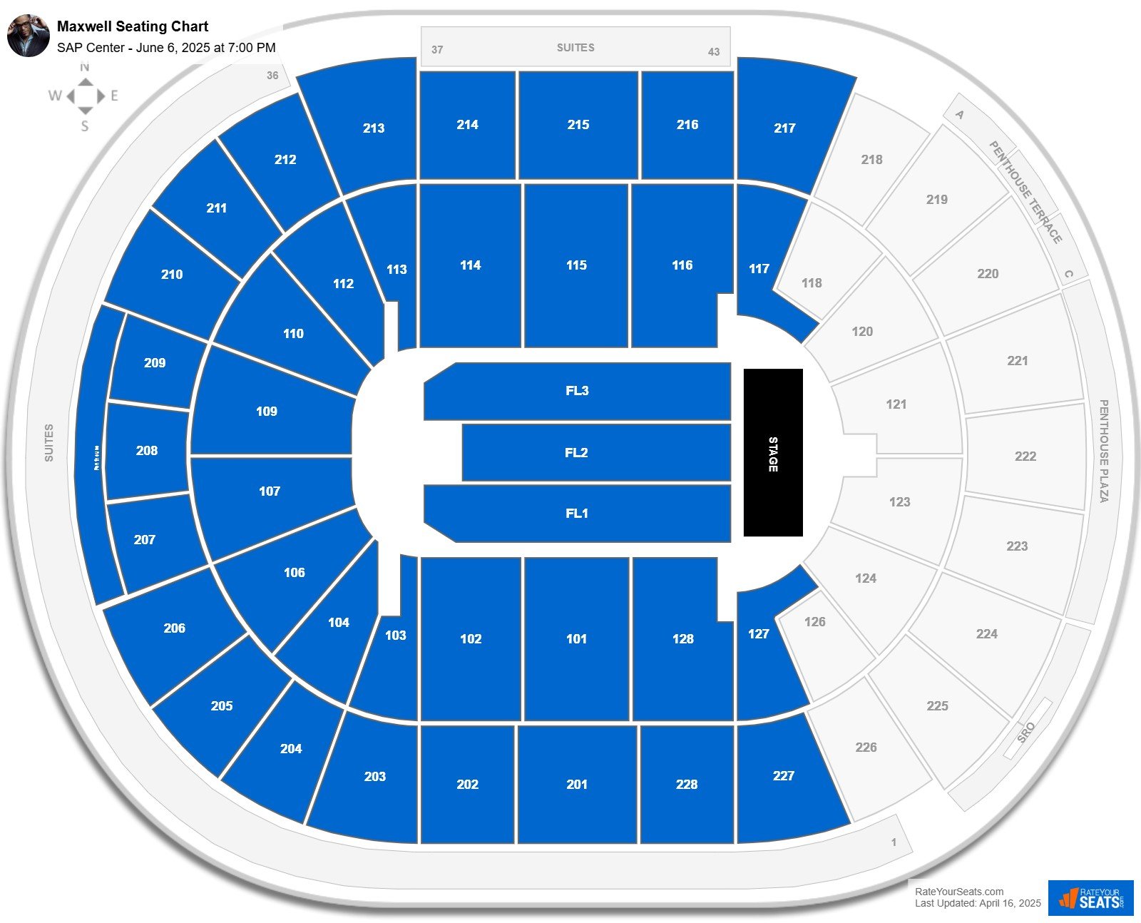 Maxwell seating chart SAP Center