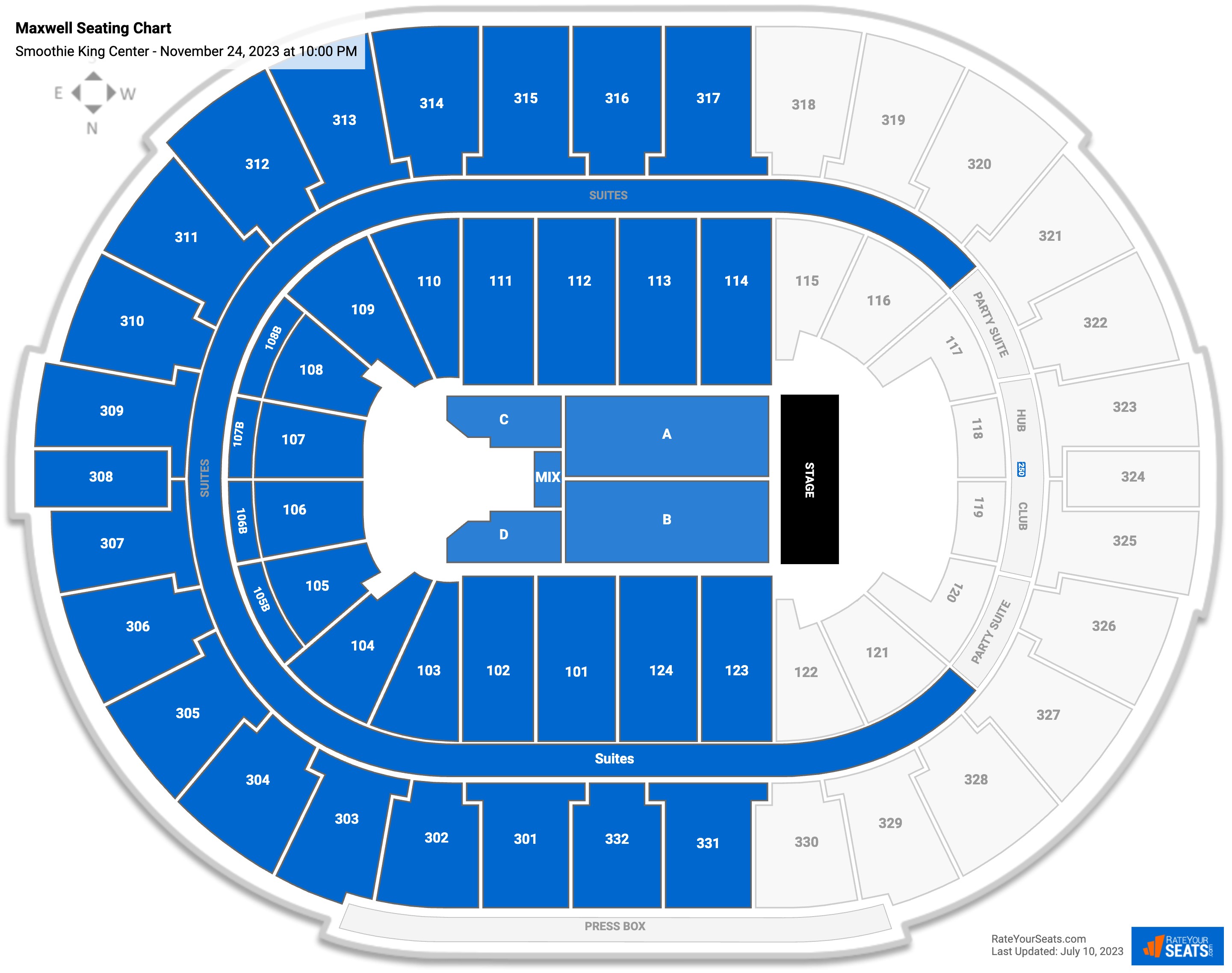 Smoothie King Center Concert Seating Chart