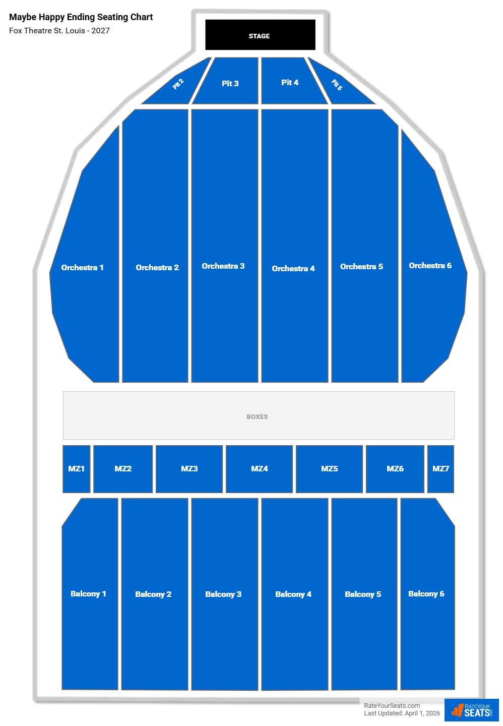Maybe Happy Ending seating chart Fox Theatre St. Louis