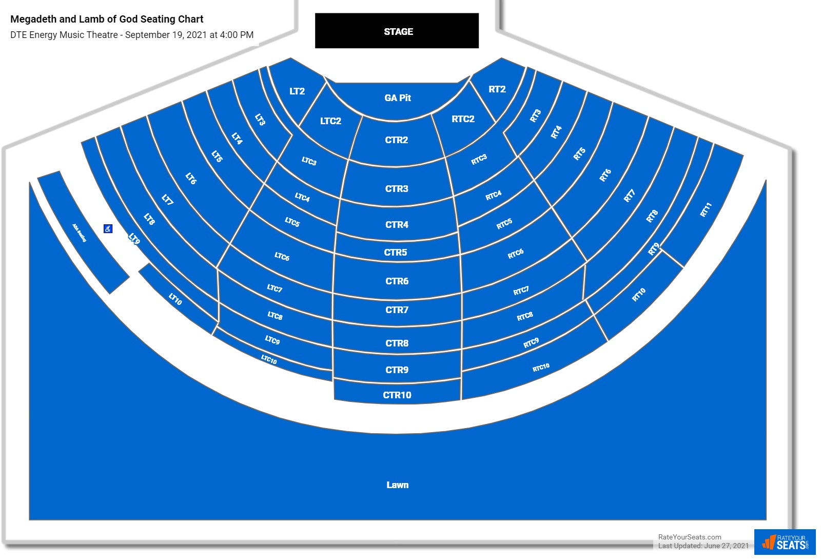Megadeth and Lamb of God seating chart DTE Energy Music Theatre