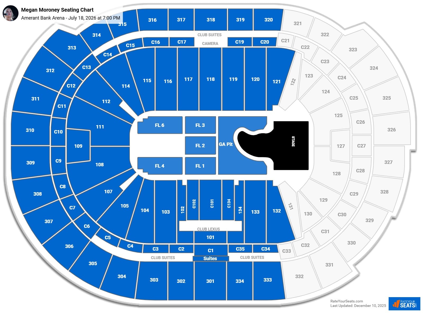 Megan Moroney seating chart Amerant Bank Arena