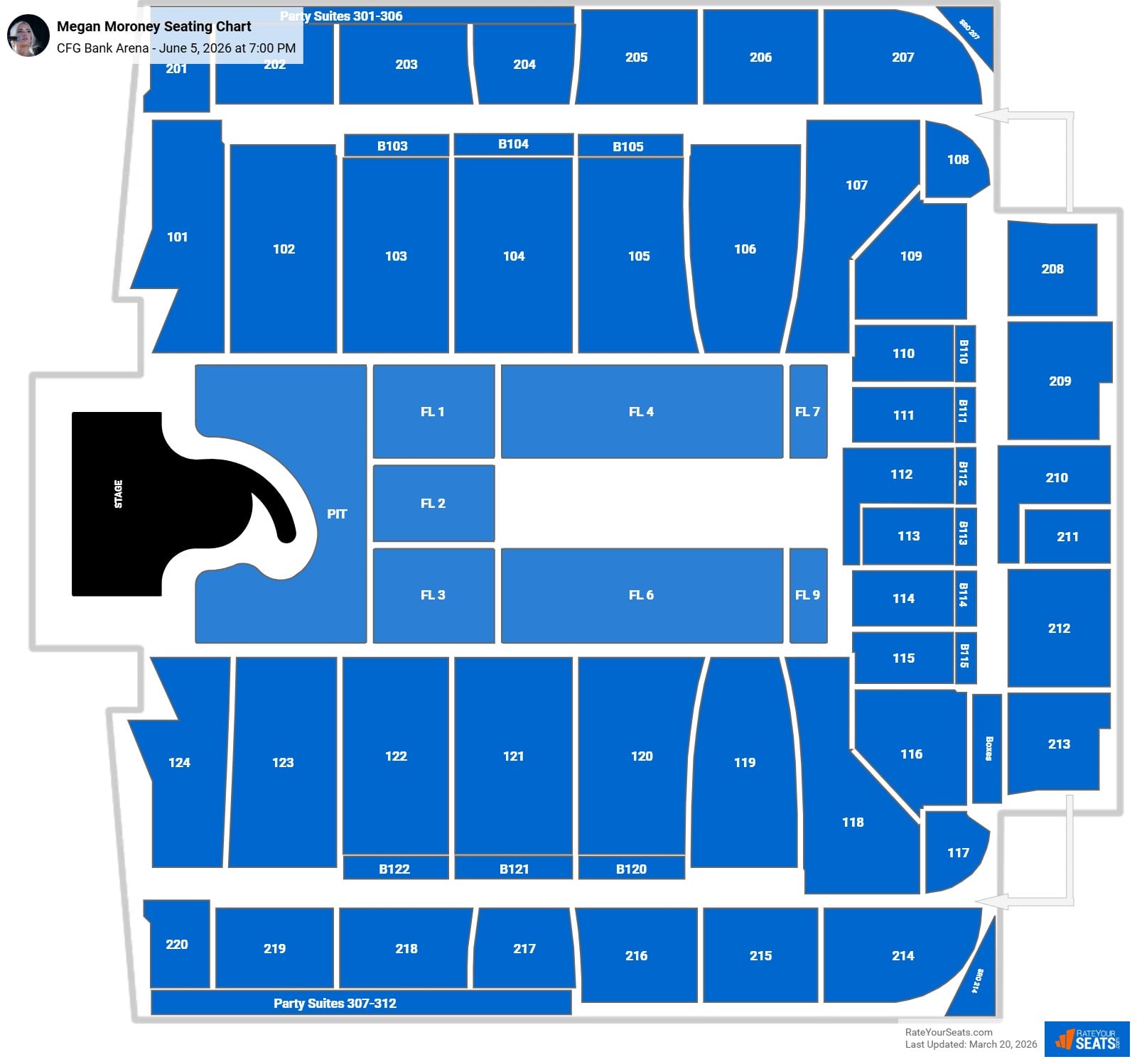 Megan Moroney seating chart CFG Bank Arena