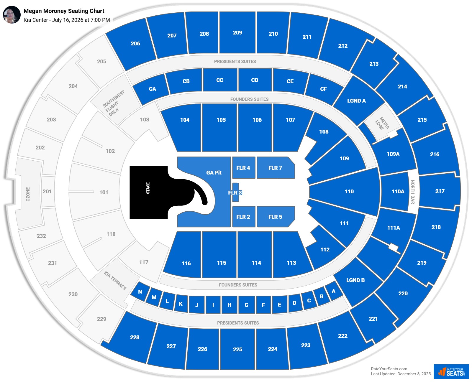 Megan Moroney seating chart Kia Center