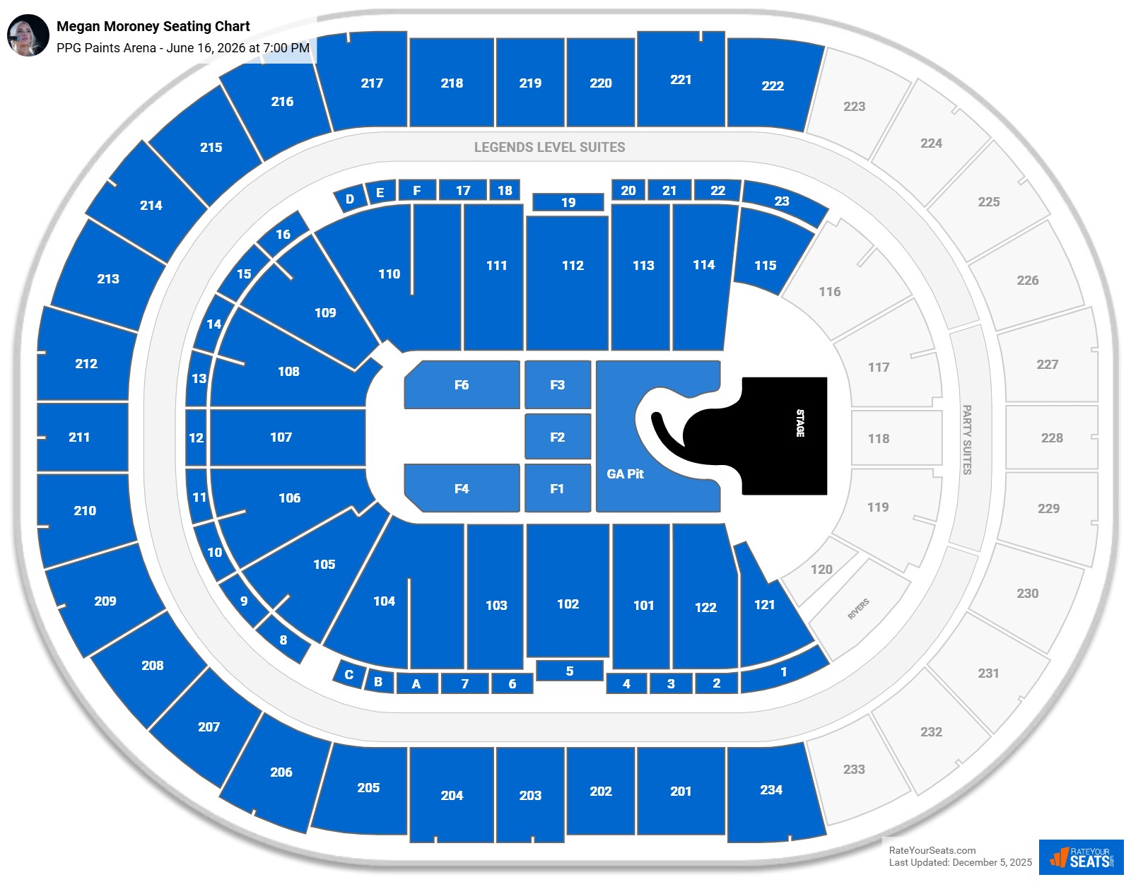 Megan Moroney seating chart PPG Paints Arena