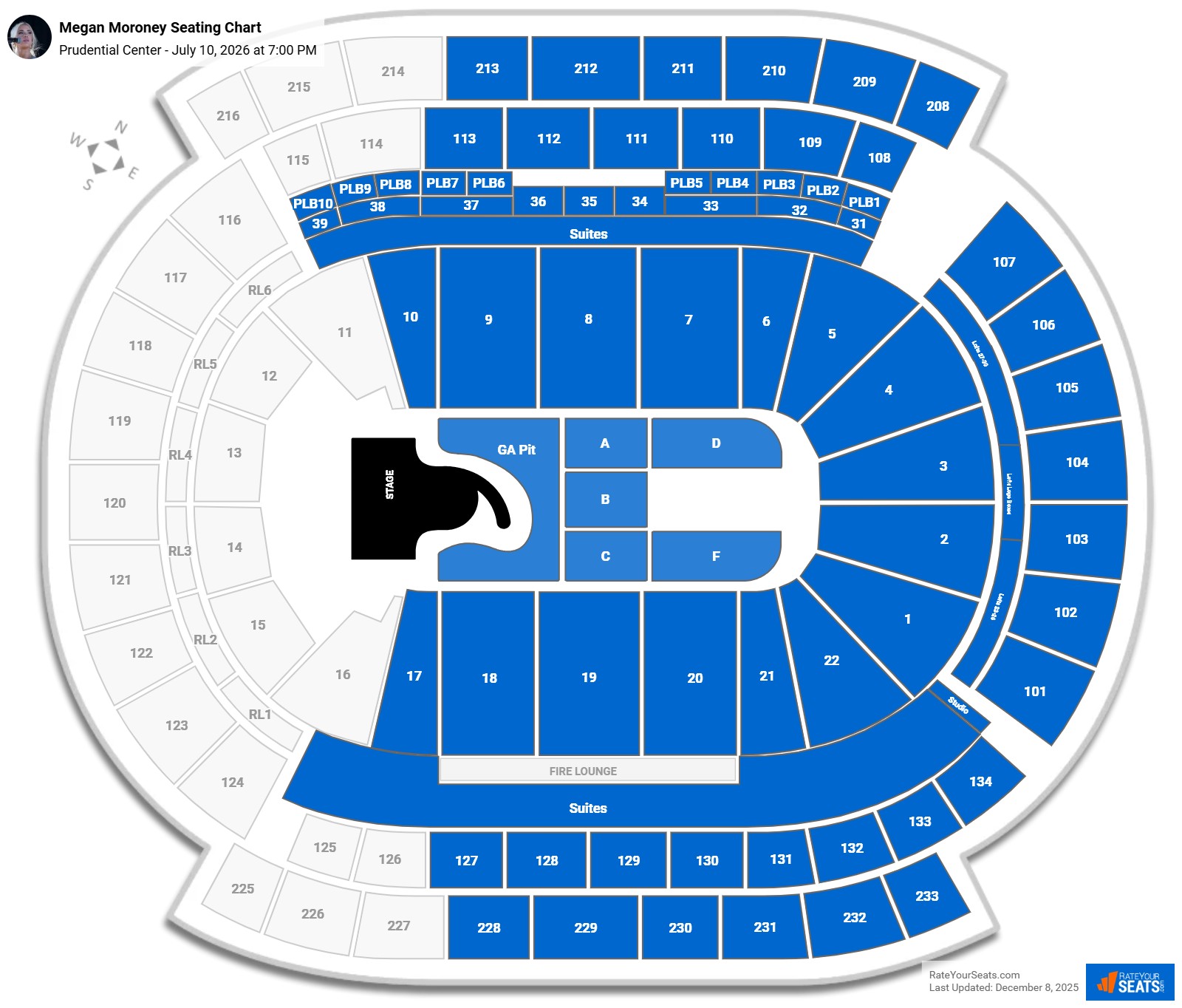 Megan Moroney seating chart Prudential Center