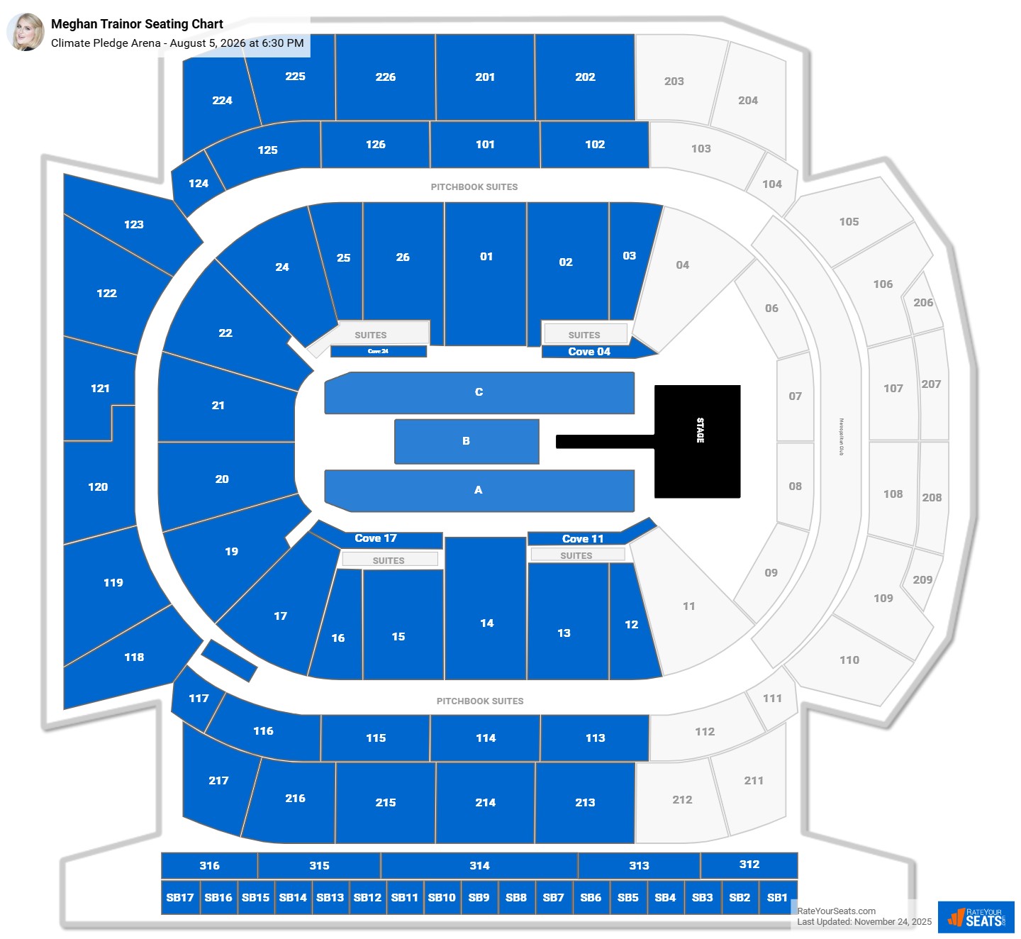 Meghan Trainor seating chart Climate Pledge Arena
