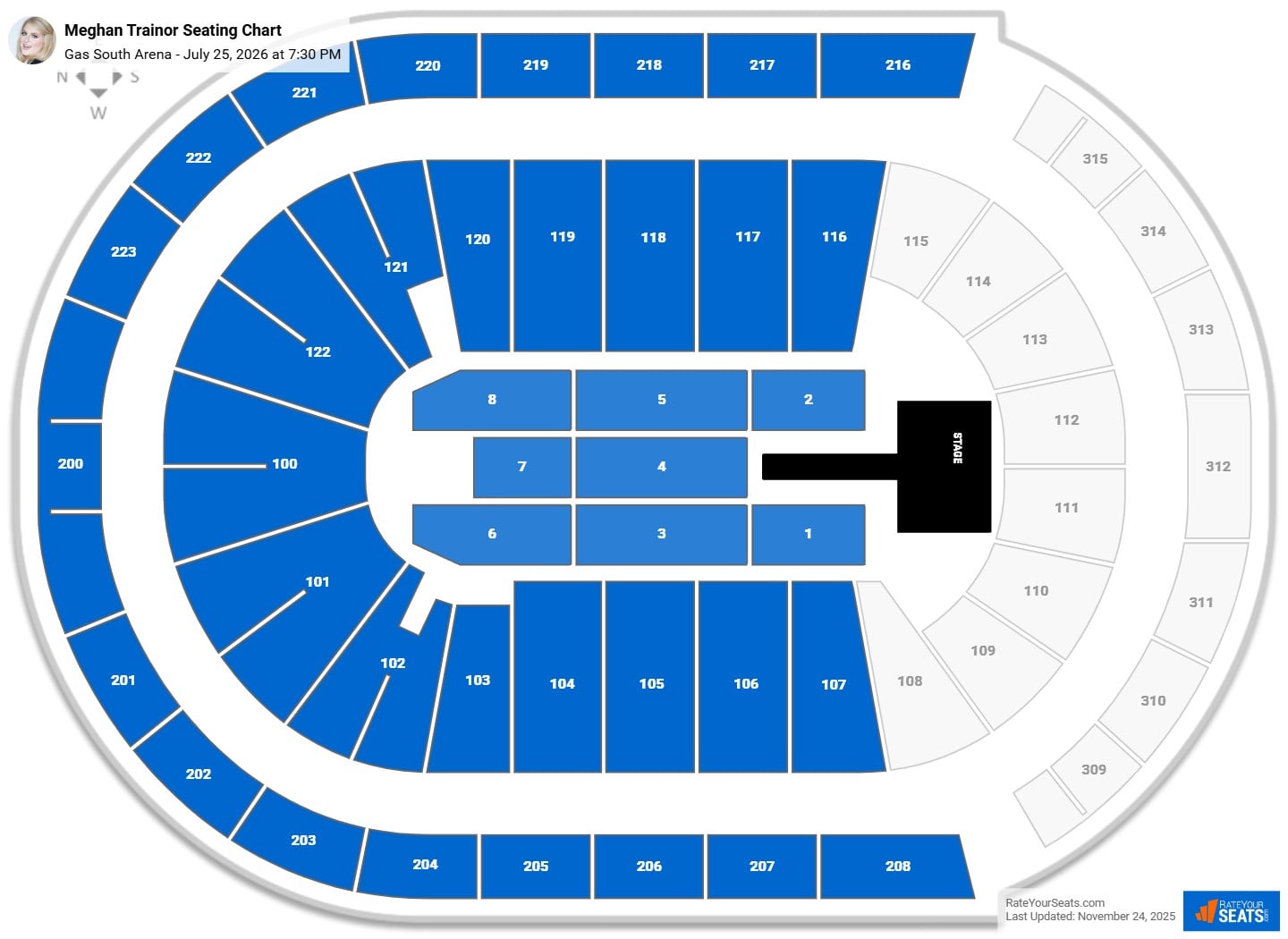 Meghan Trainor seating chart Gas South Arena