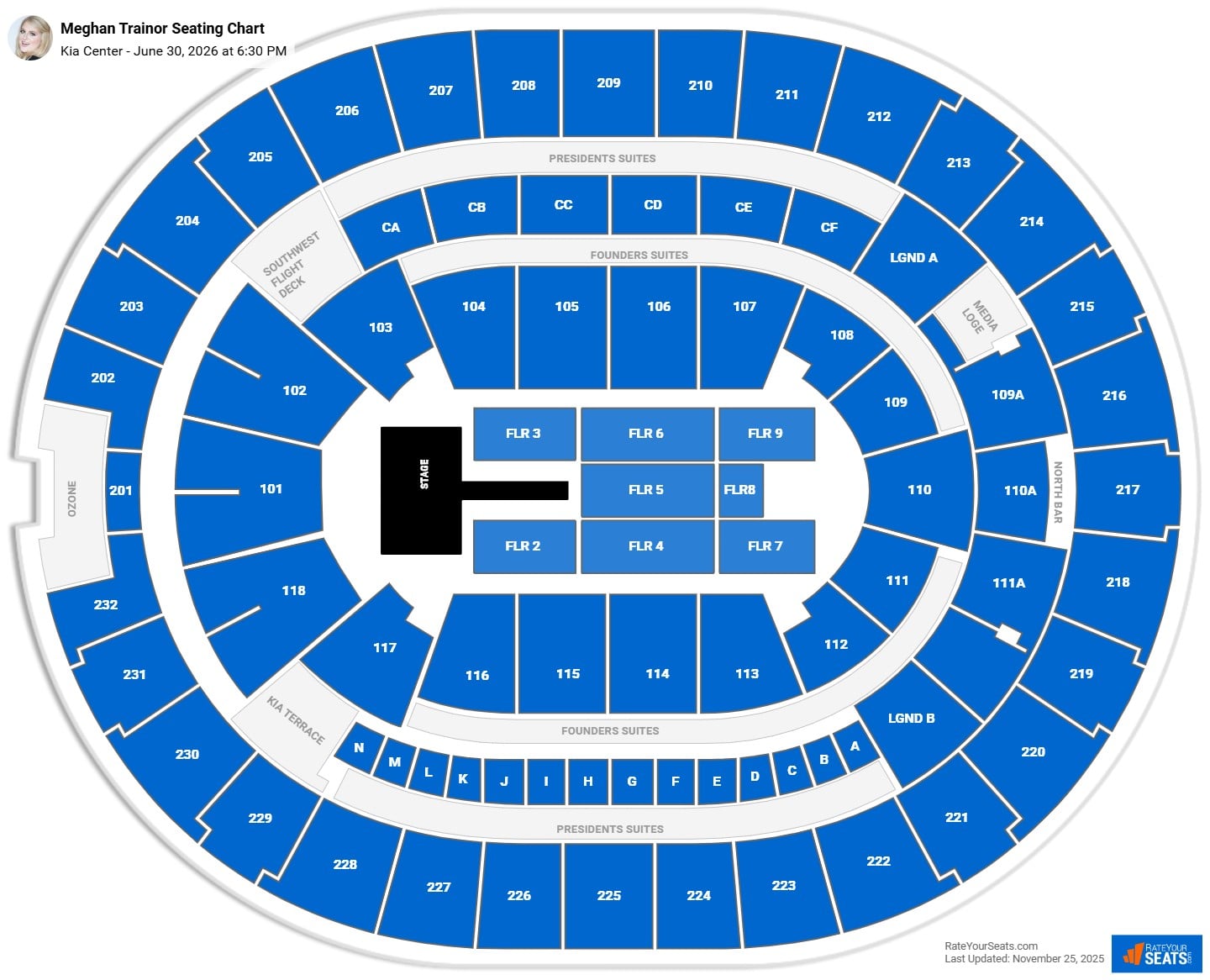 Meghan Trainor seating chart Kia Center