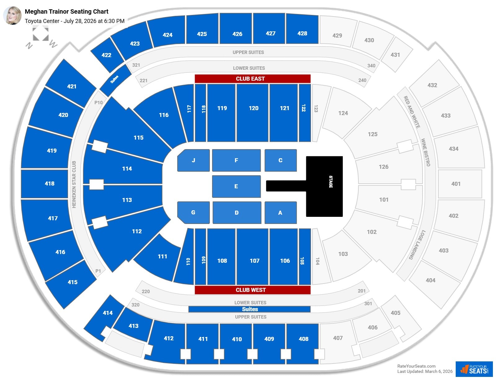 Meghan Trainor seating chart Toyota Center