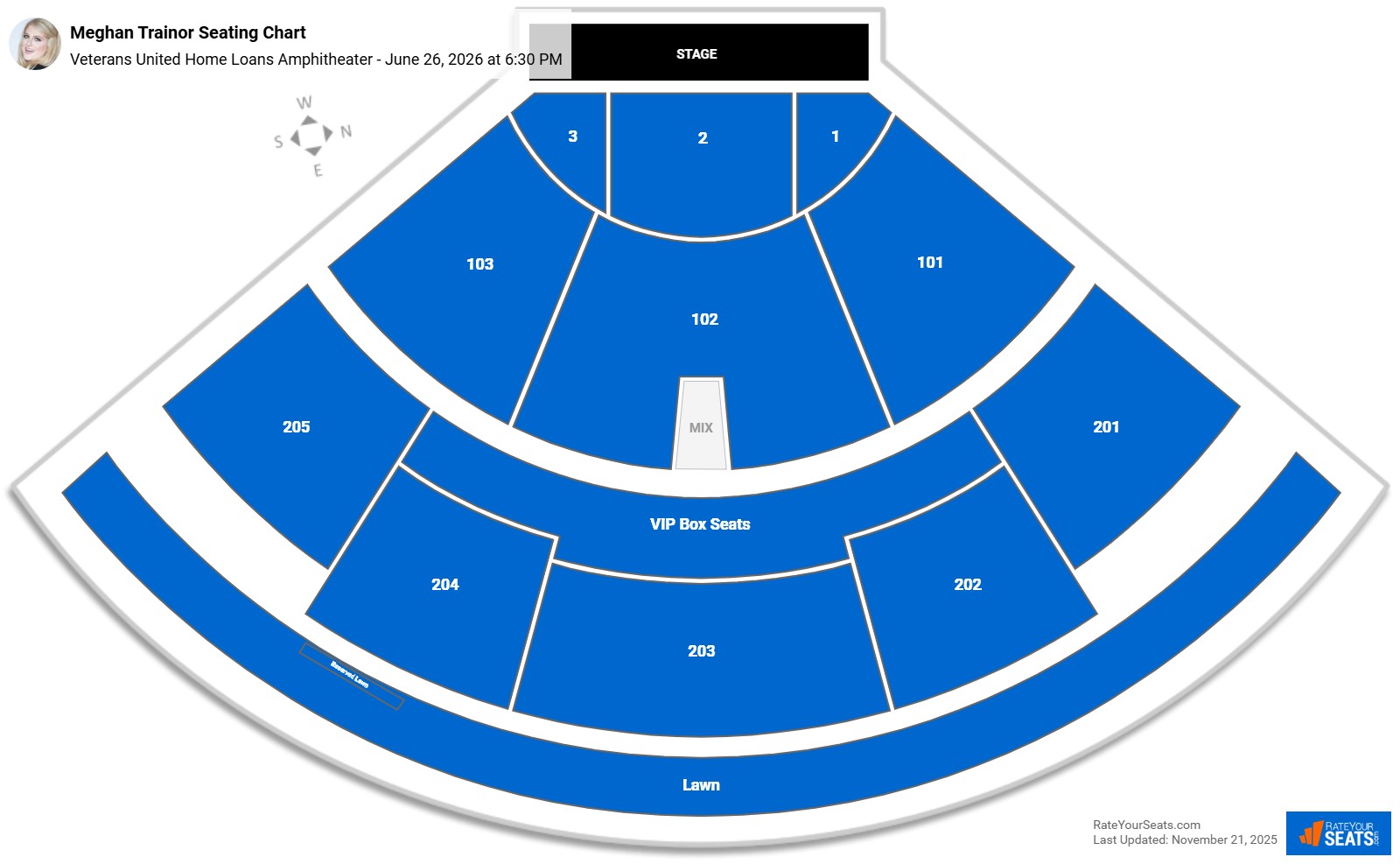 Meghan Trainor seating chart Veterans United Home Loans Amphitheater