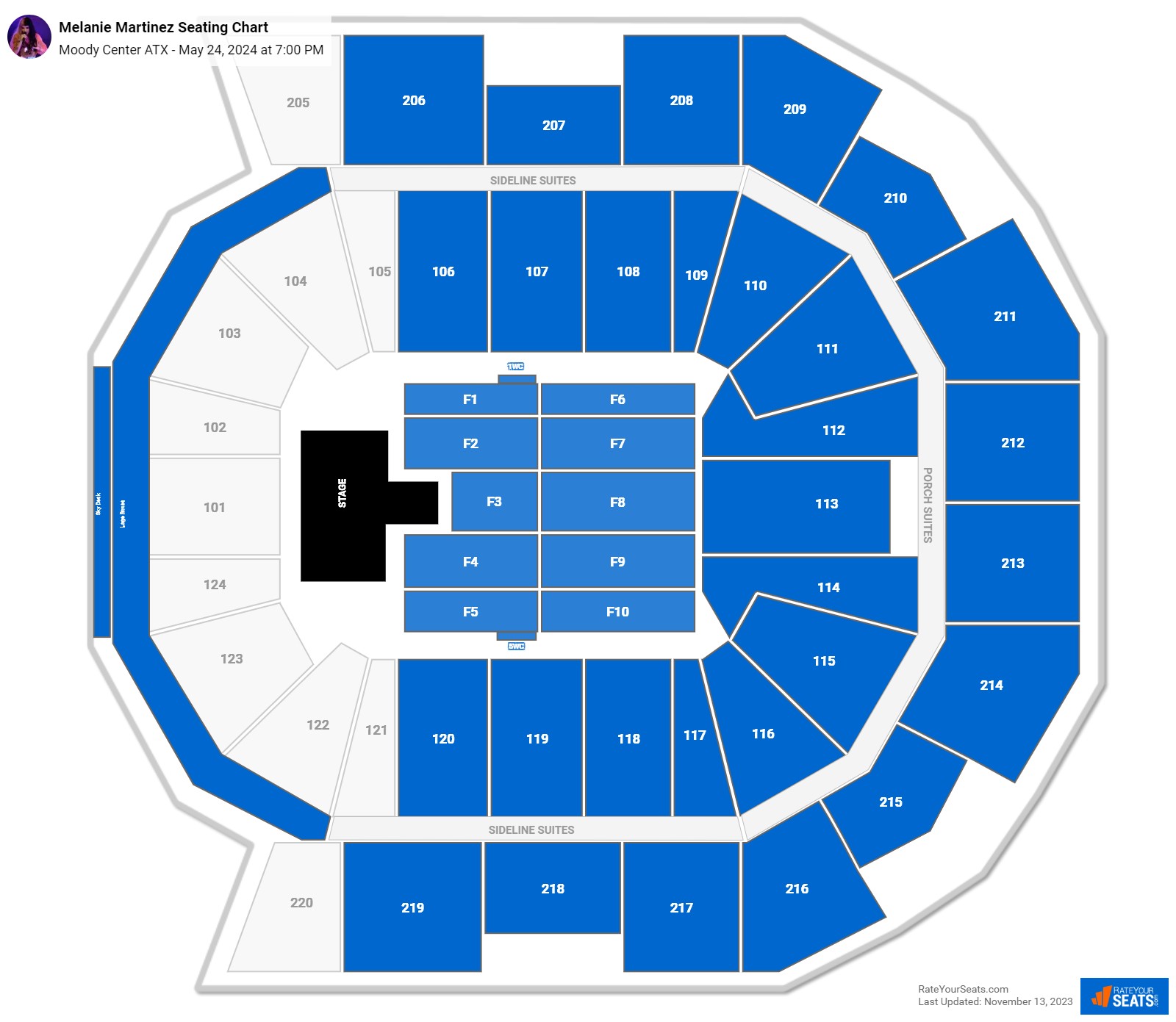 Moody Center ATX Concert Seating Chart - RateYourSeats.com