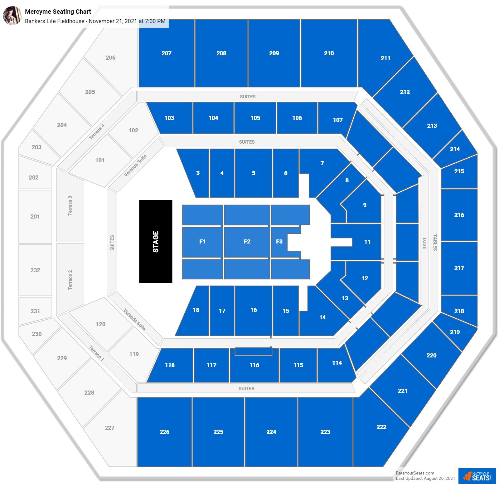 Bankers Life Fieldhouse Seating Charts for Concerts