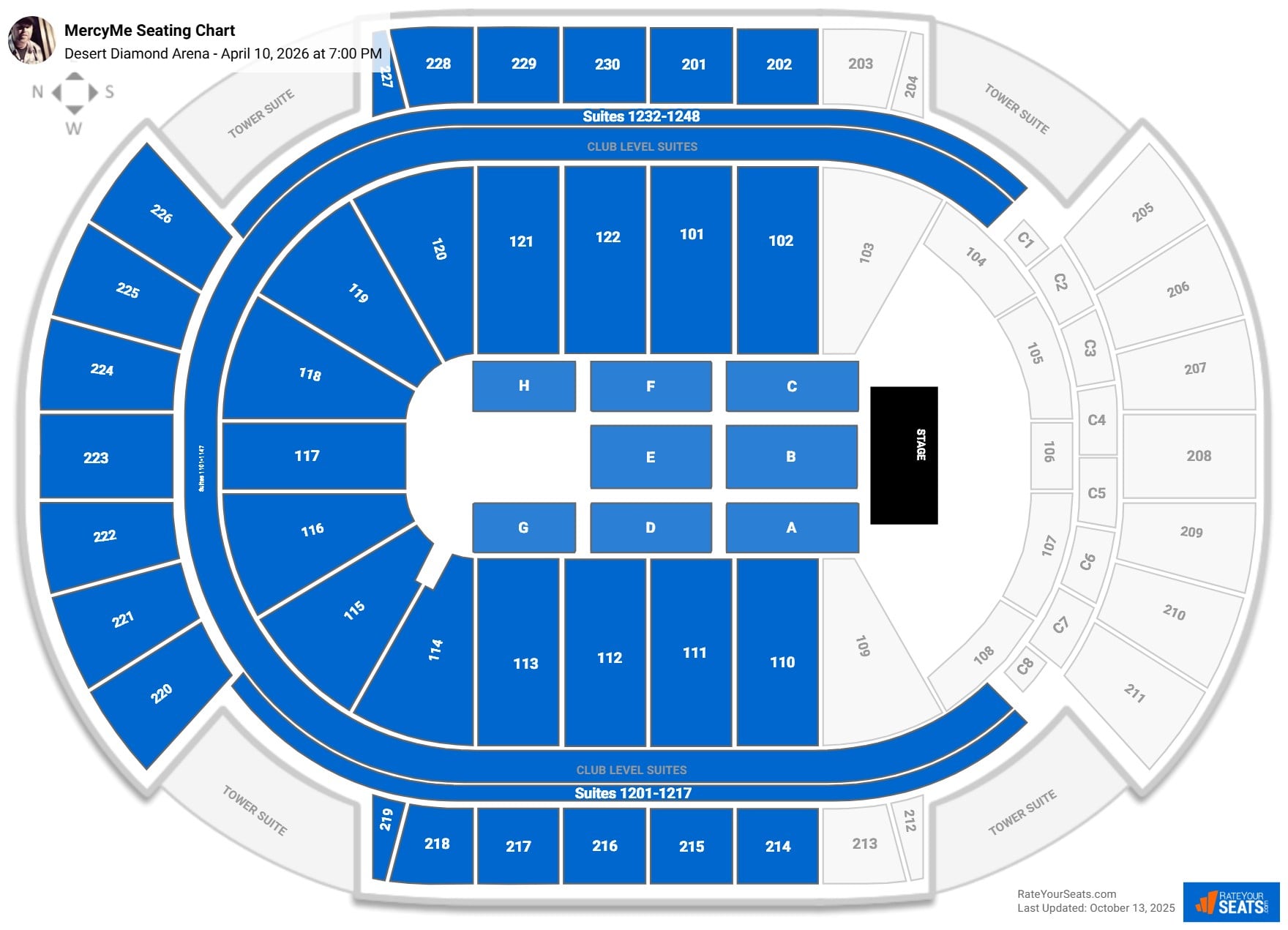 MercyMe seating chart Desert Diamond Arena