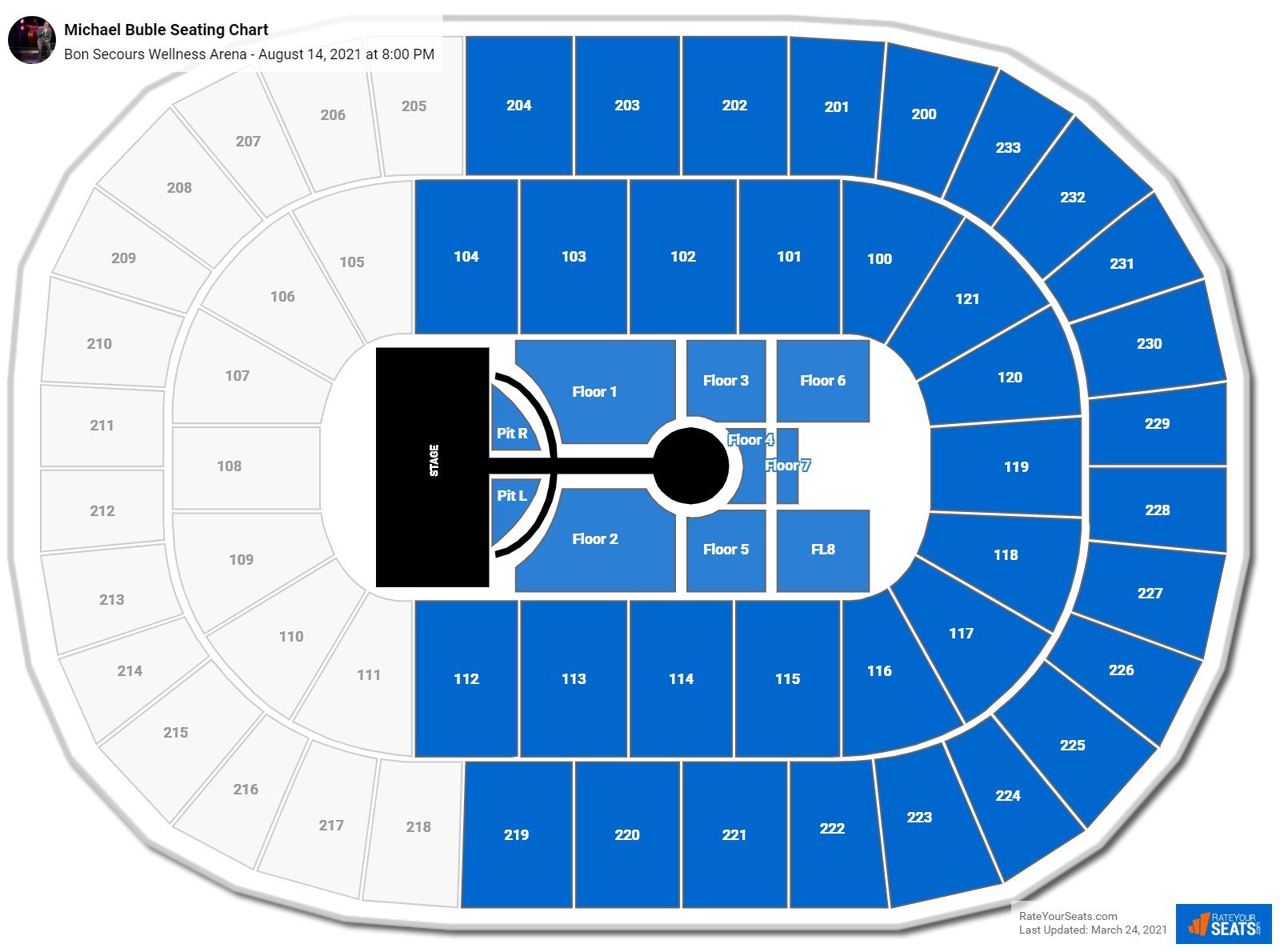 Bon Secours Wellness Arena Seating Charts for Concerts