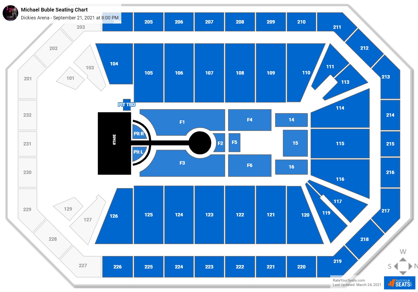 Dickies Arena Seating Charts for Concerts - RateYourSeats.com