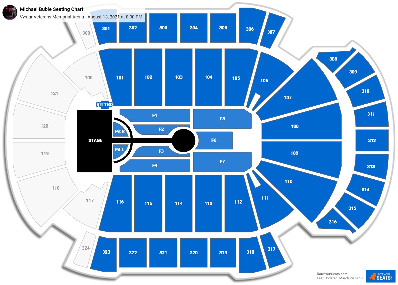 Vystar Veterans Memorial Arena Seating Charts for Concerts