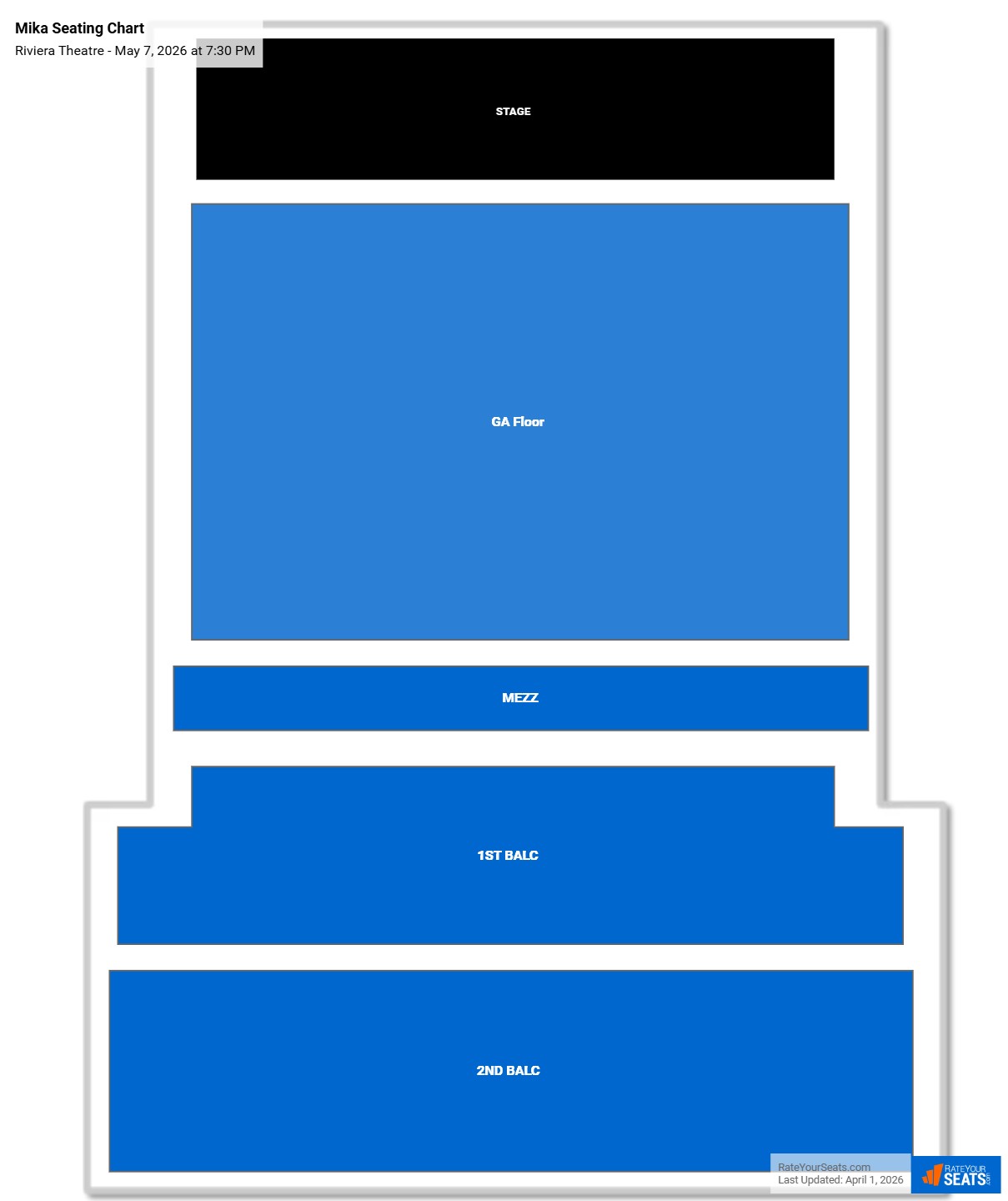 Mika seating chart Riviera Theatre