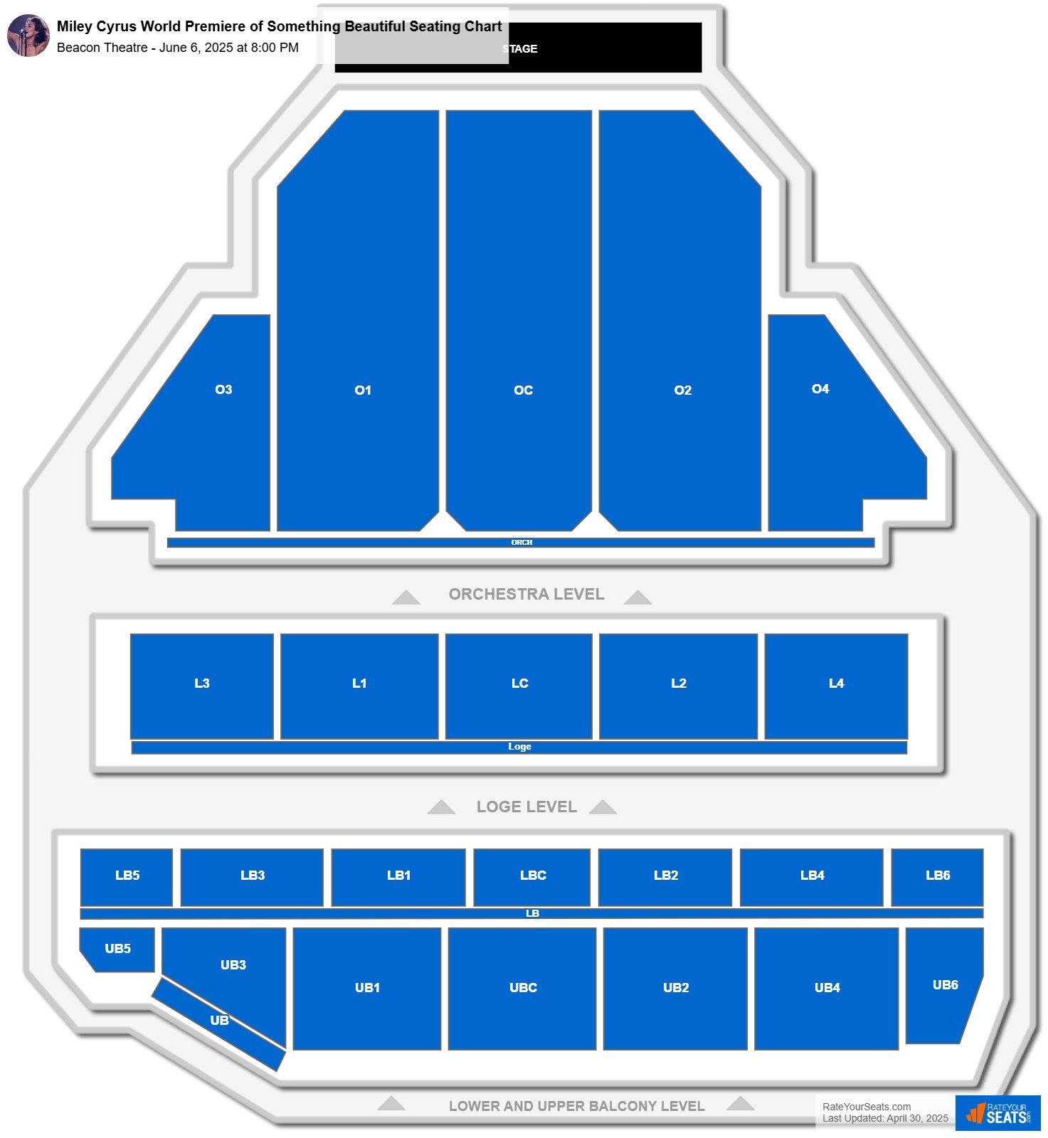 Miley Cyrus World Premiere of Something Beautiful seating chart Beacon Theatre