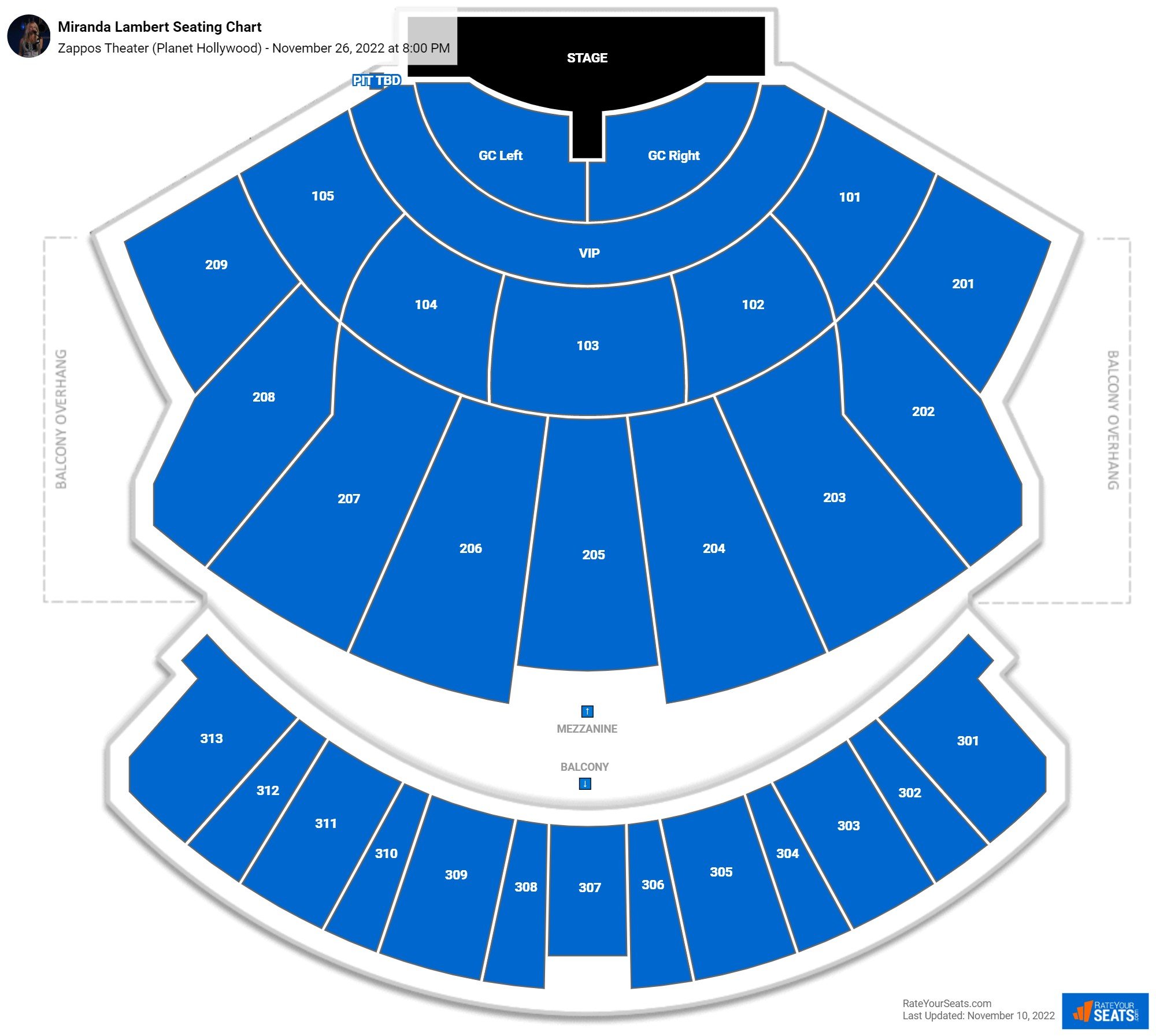 Zappos Theater Seating Chart